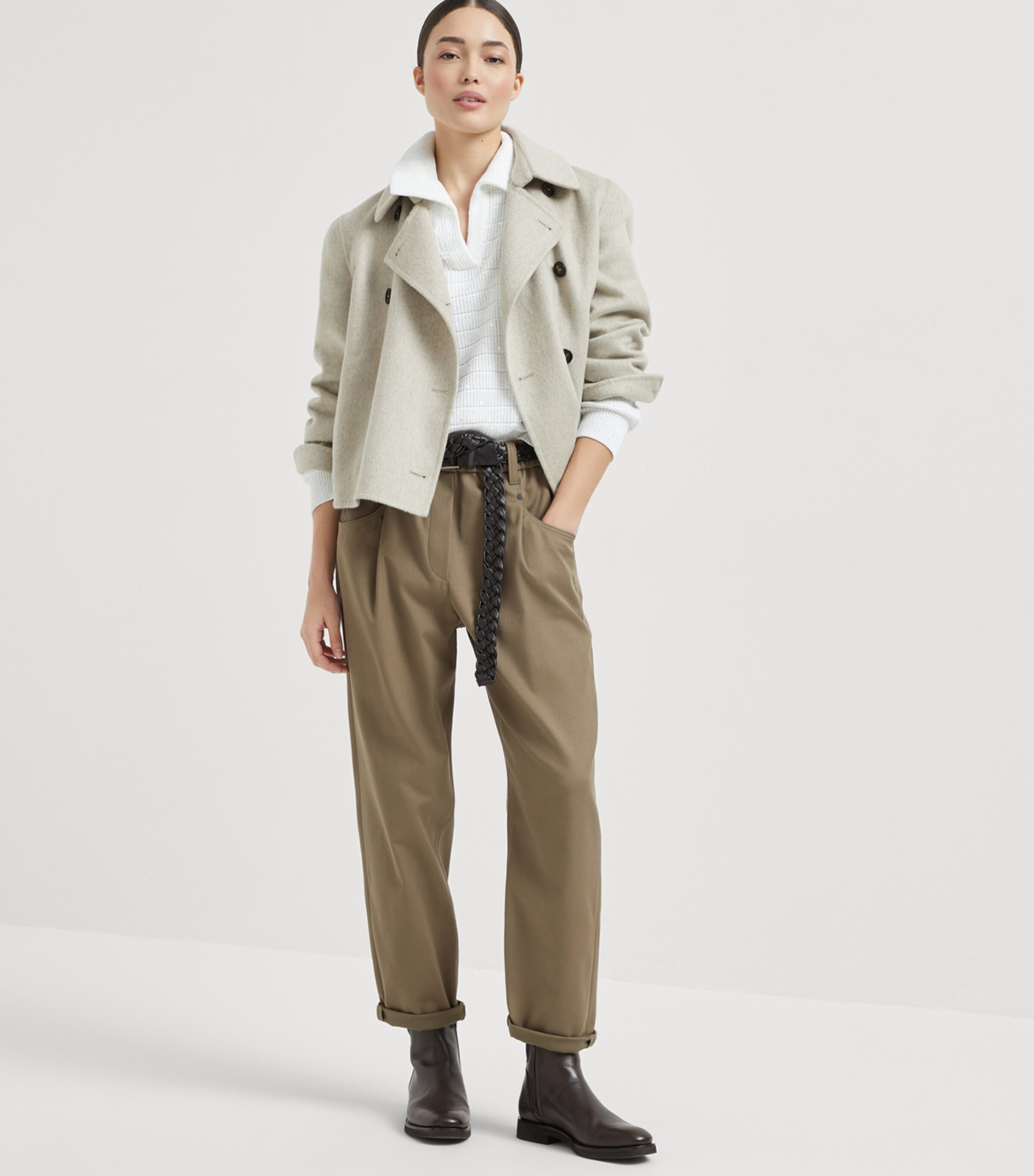 Stretch Cotton Cover Elasticated-Waist Trousers C3981 Image 4