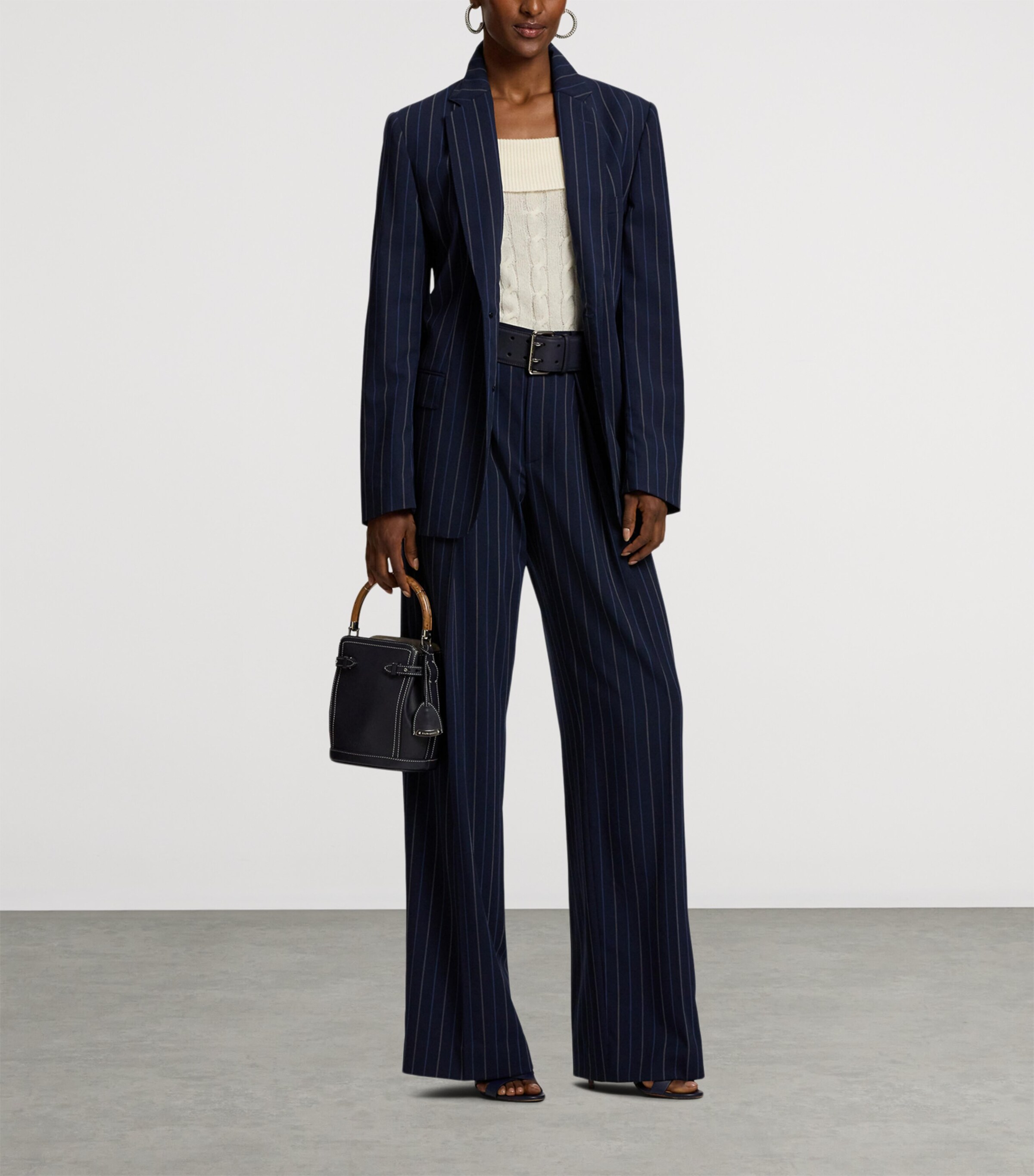 Wool Pinstripe Marcy Blazer NAVY-410 Image 7