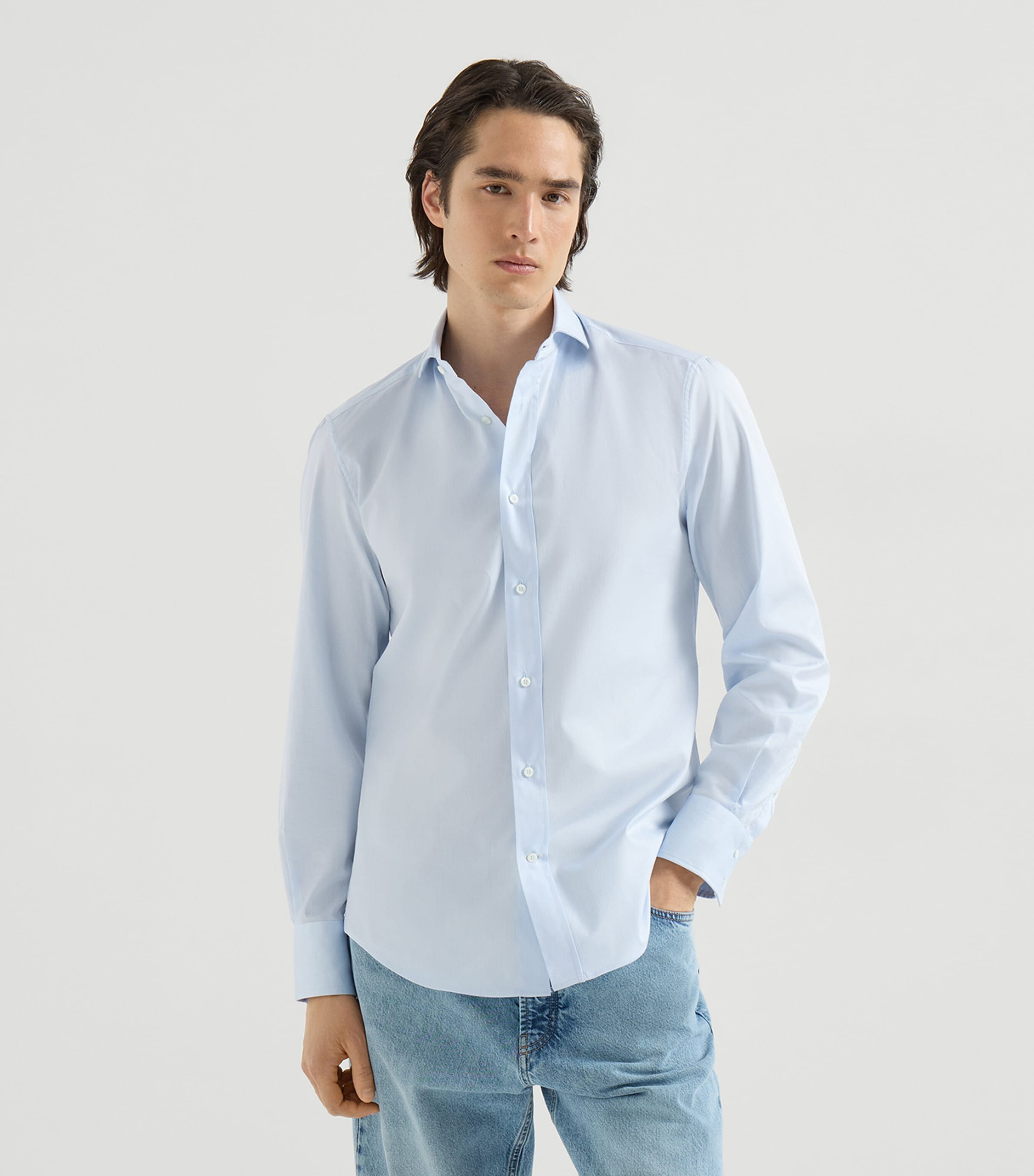 Brunello Cucinelli Mens Cotton Twill Shirt Image 3
