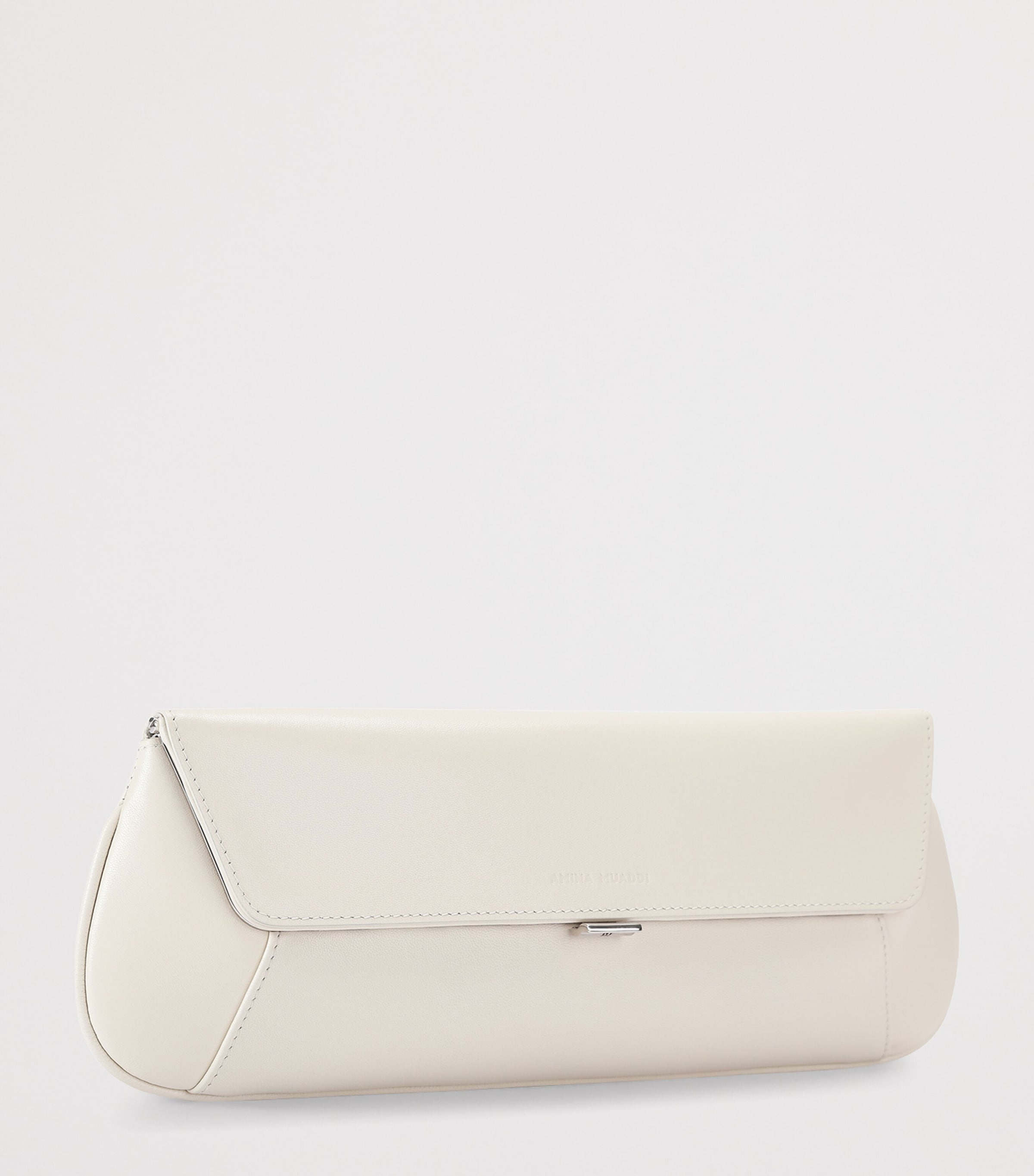 Amina Muaddi Leather Ami Clutch Bag Beige Image 2