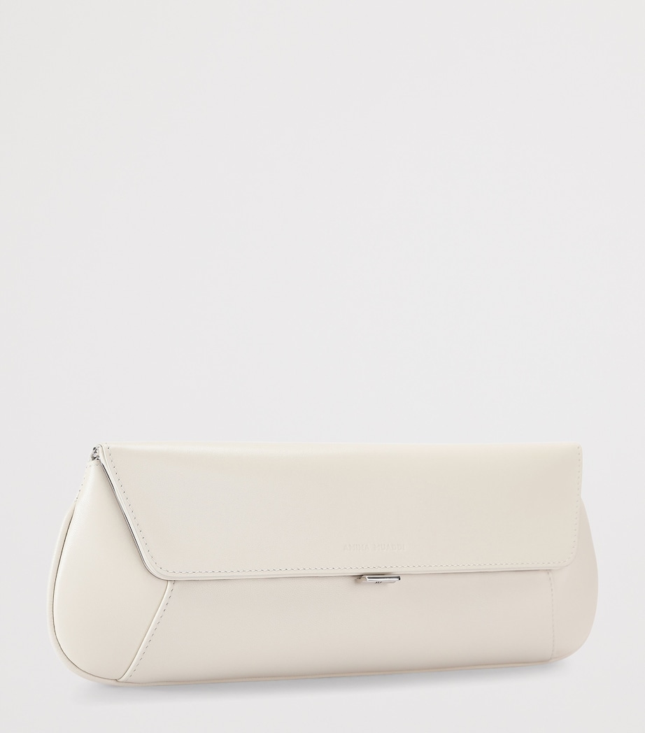 Amina Muaddi Leather Ami Clutch Bag Beige Image 2