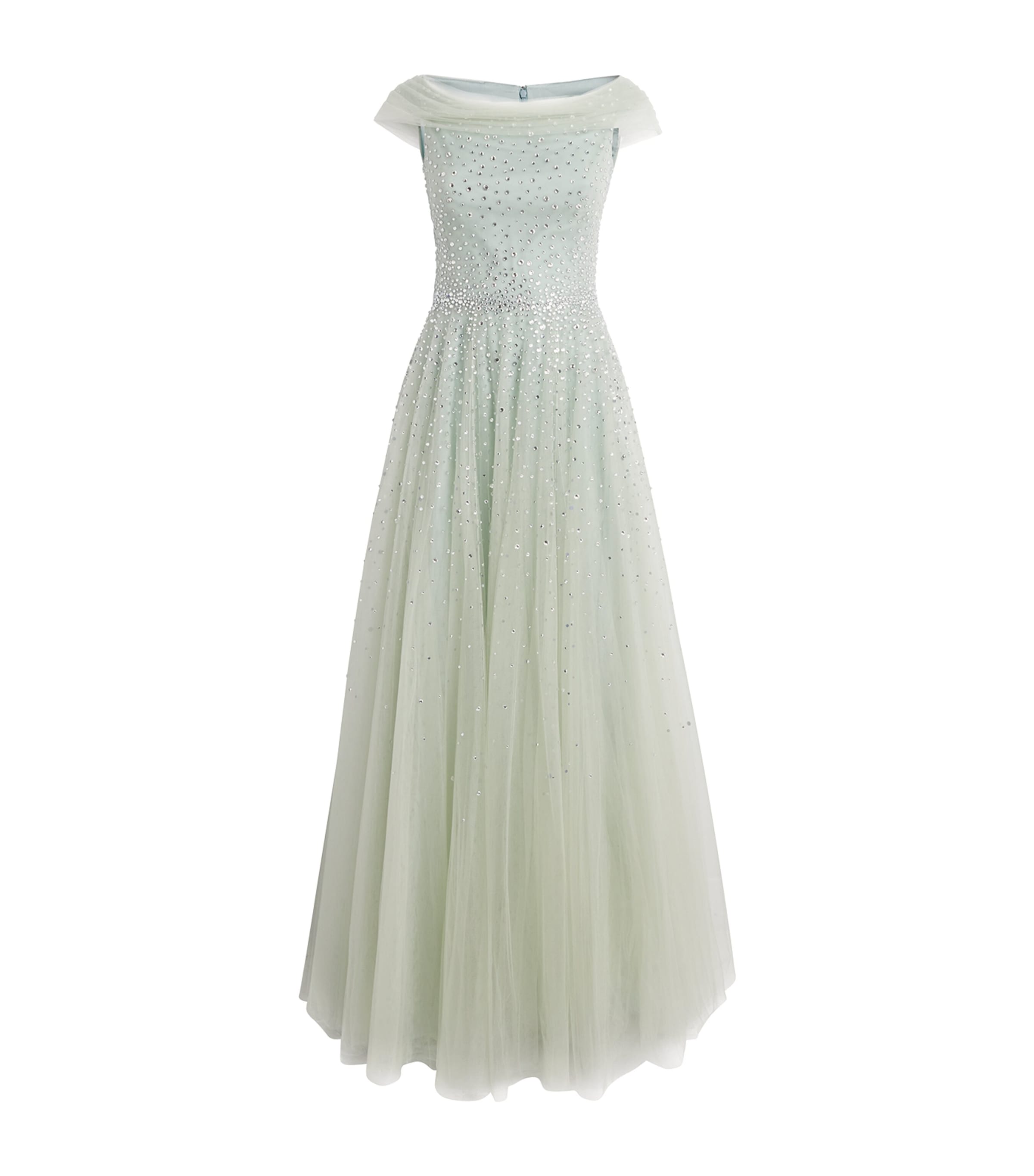 Jenny Packham Womens Tulle Embellished Shayla Gown Eau De Nil Image 1