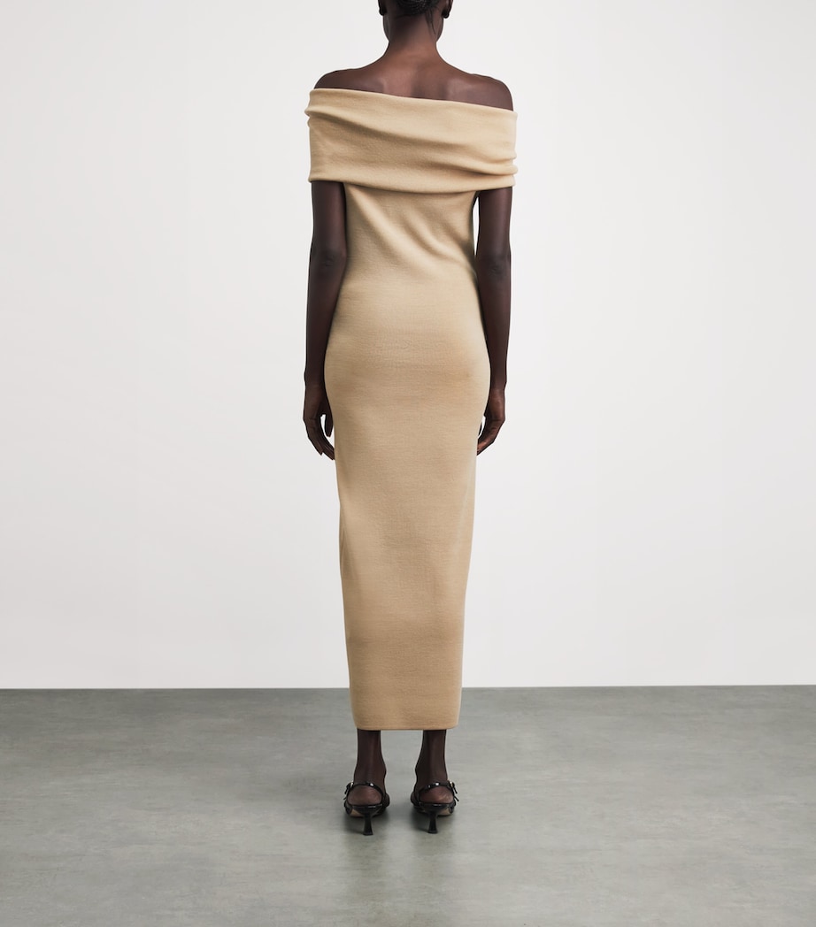 Almada Label Womens Wool-Silk Pippin Midi Dress Sand Image 4