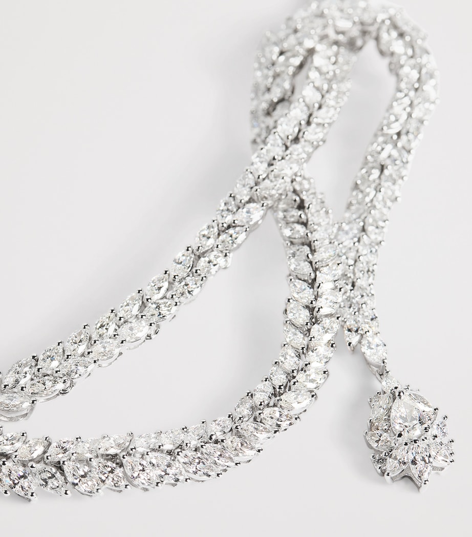 White Gold and Diamond Y-Couture Leaf Choker WHITE GOLD Image 5
