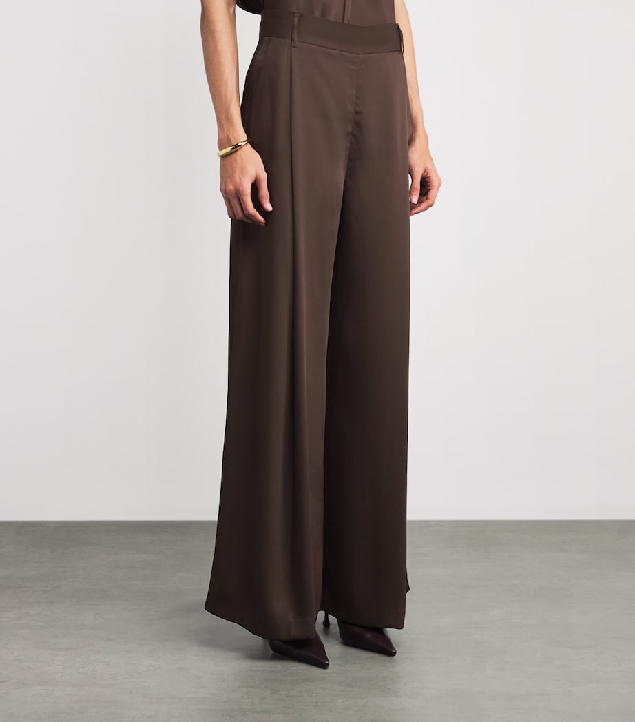 Satin Aaron Wide-Leg Trousers D80 BROWN Image 3