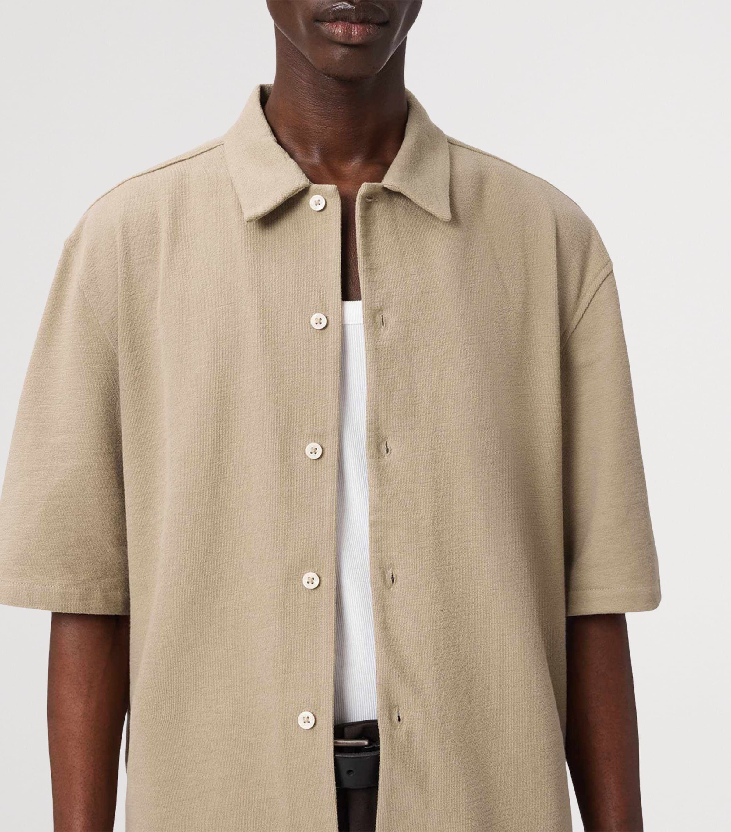 AllSaints Mens Organic Cotton Stalone Shirt Dune Brown Image 5