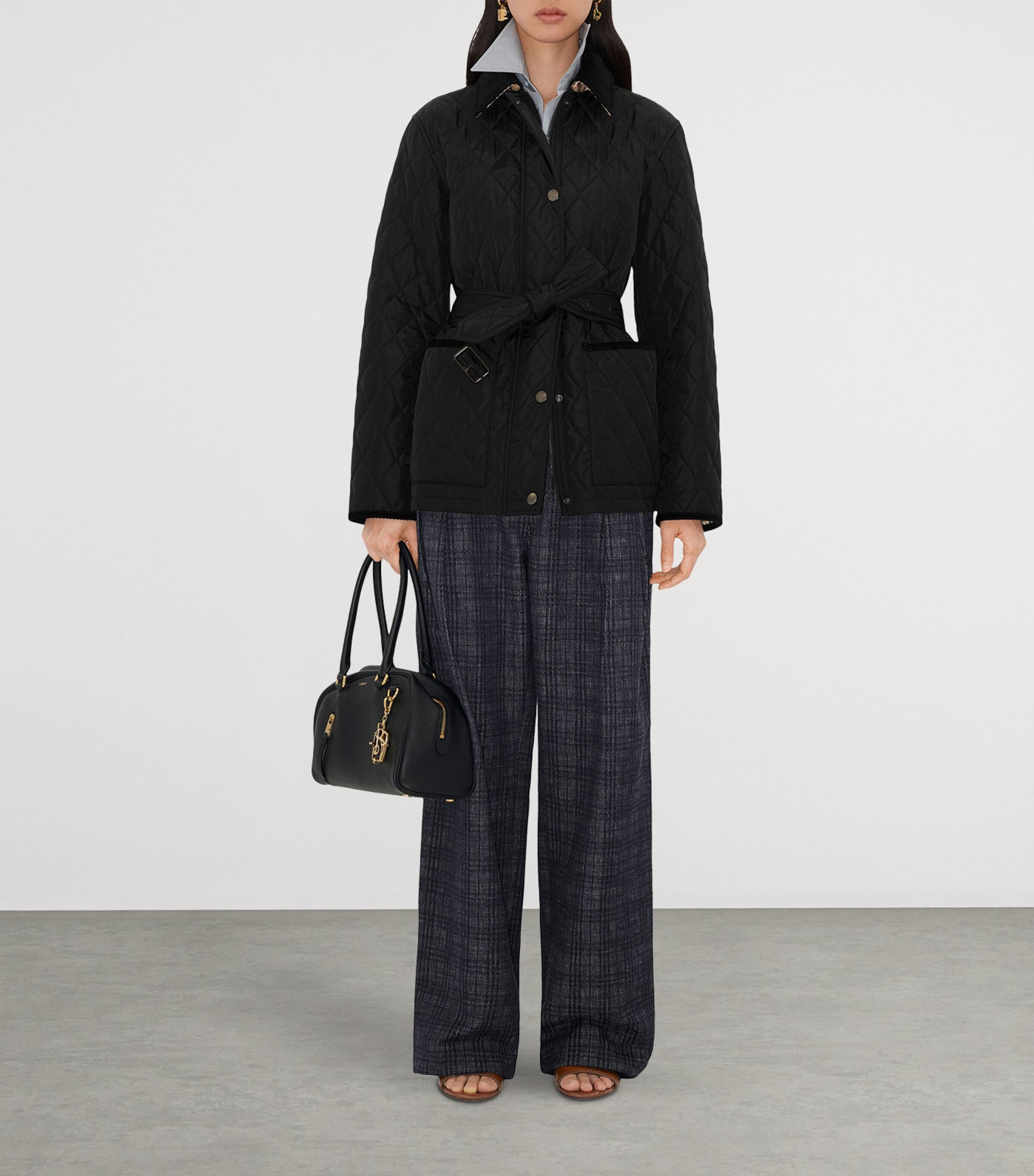 Quilted Belted Field Jacket BLACK Image 2