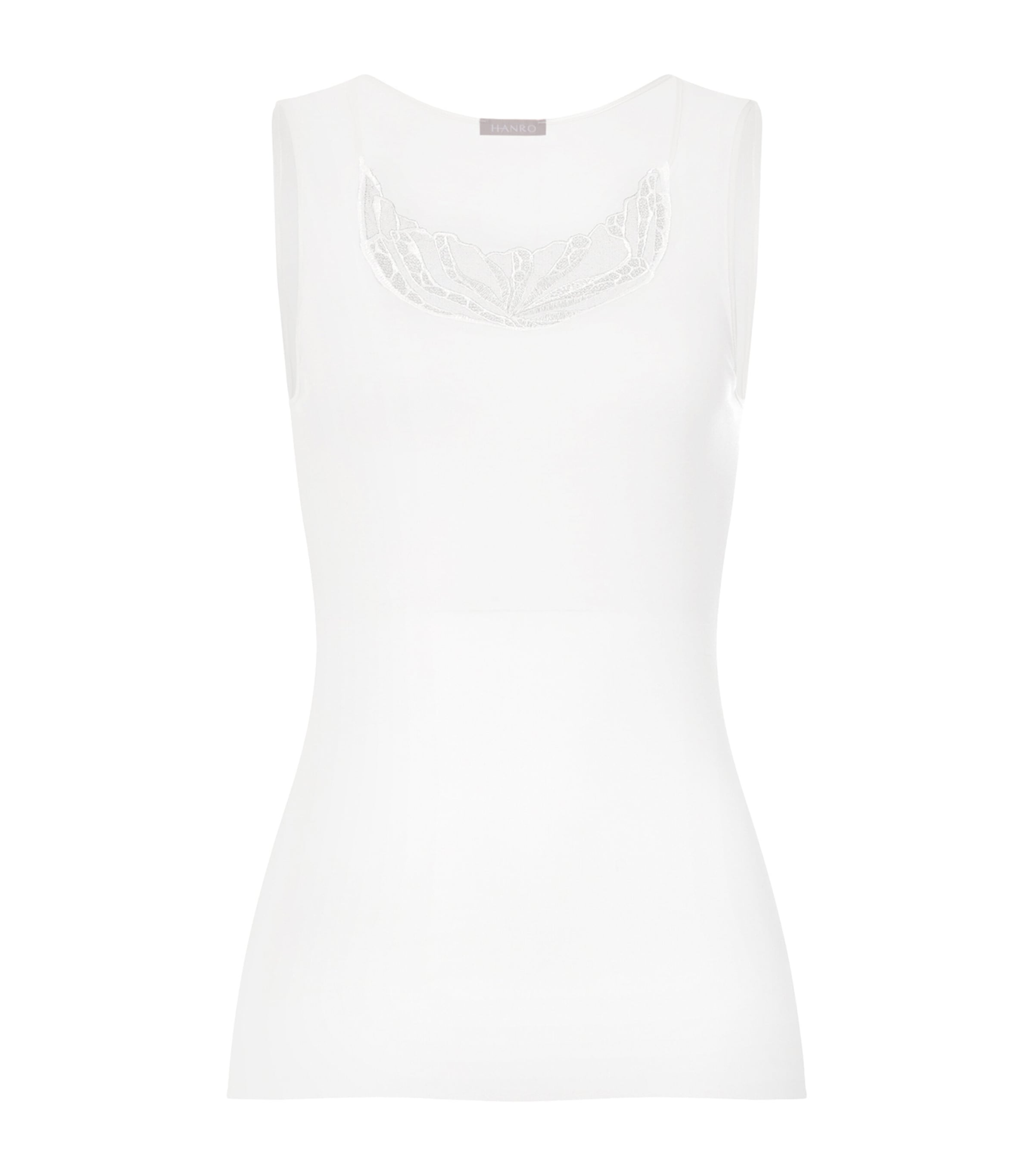 Hanro Womens Cotton Rosaria Tank Top Off White Image 1