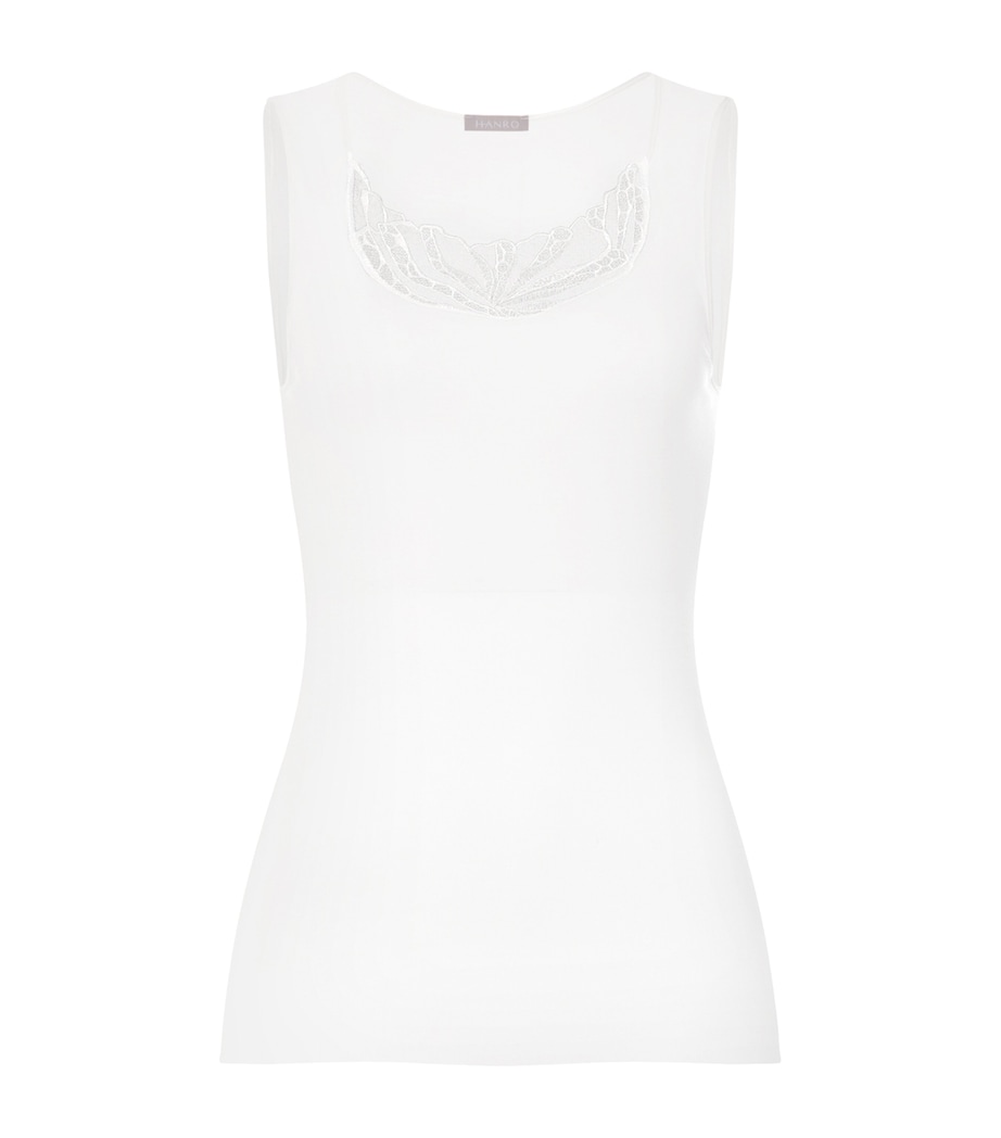 Hanro Womens Cotton Rosaria Tank Top Off White Image 1