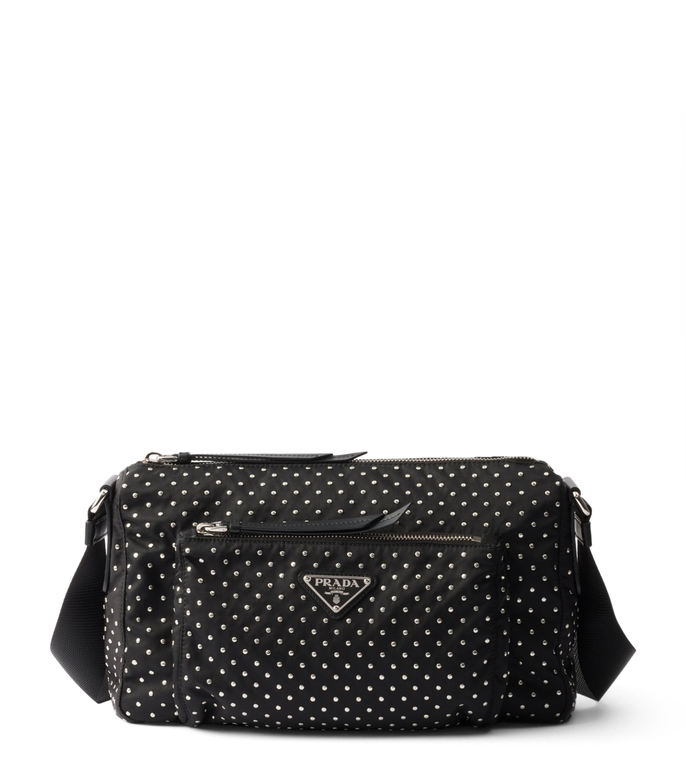 Prada black nylon shoulder bag with studding online