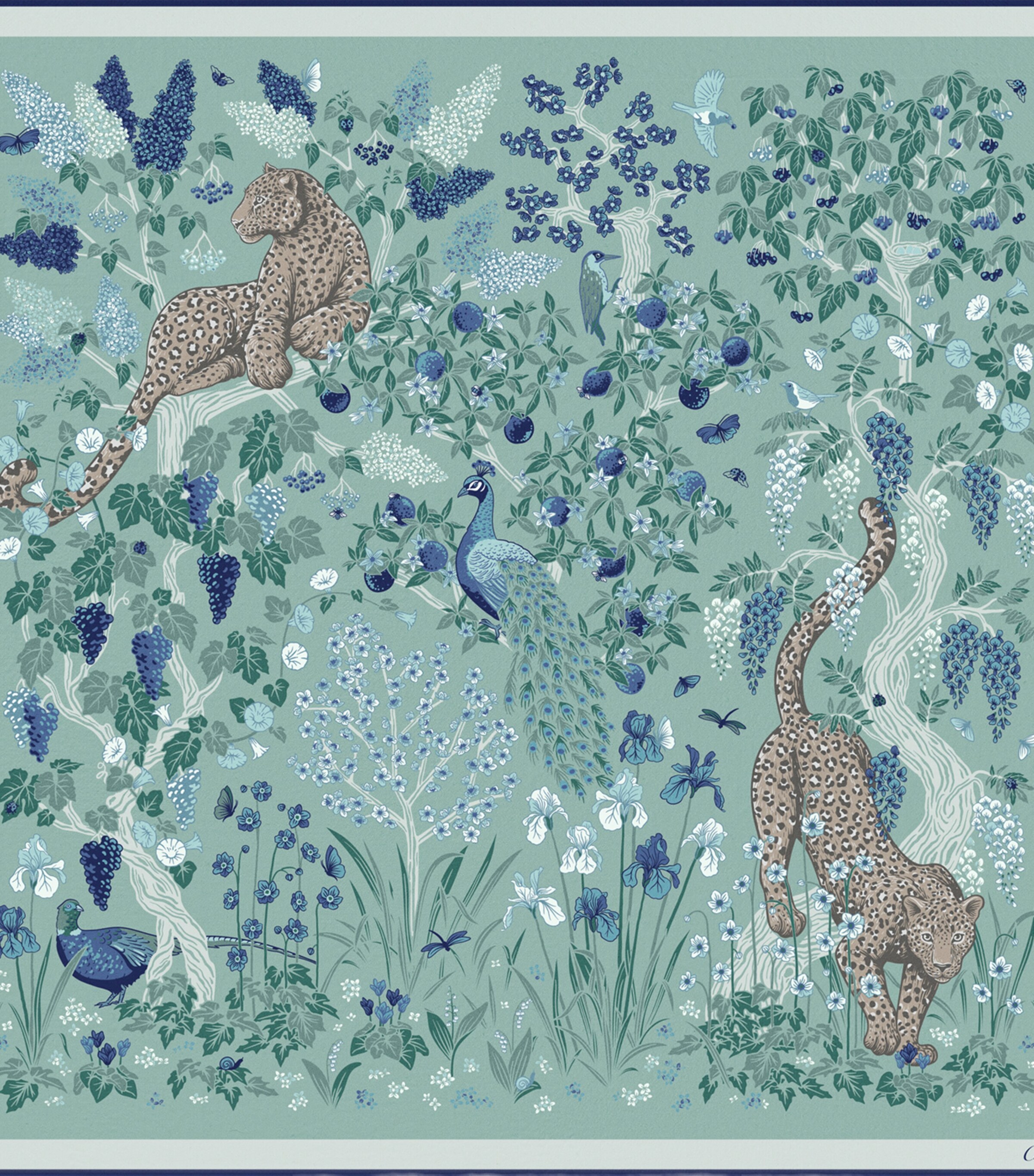 Cartier Silk Blooming Panthère Square Scarf Turquoise Image 2