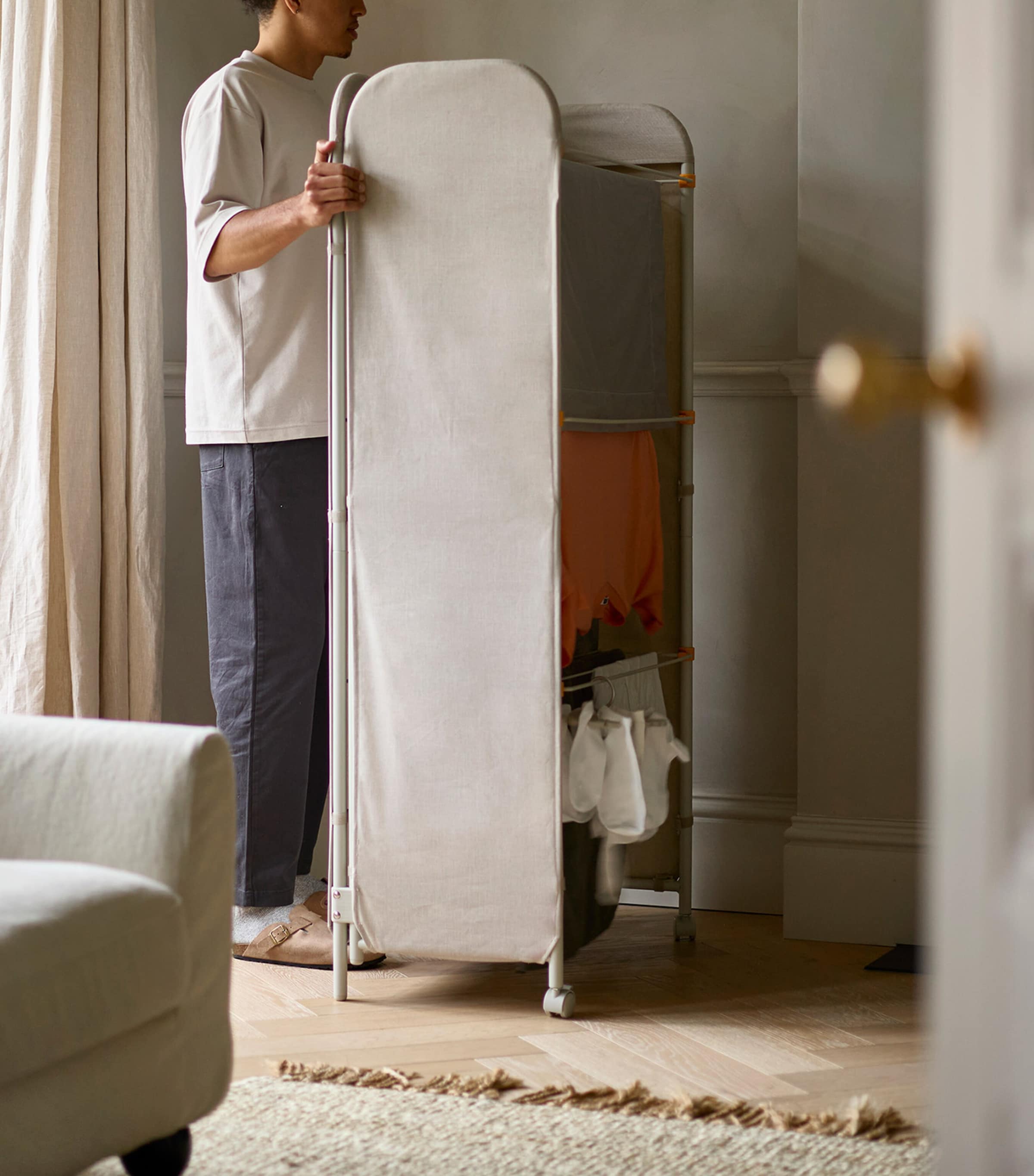 3-Tier Eclipse Clothes Airer with Screen ECRU Image 5