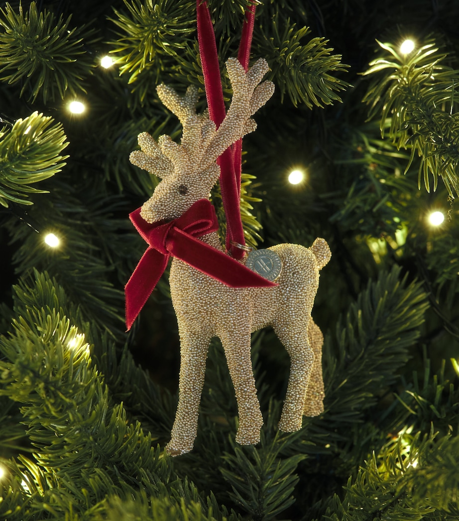 Harrods Microbead Reindeer Tree Decoration Gold Image 3