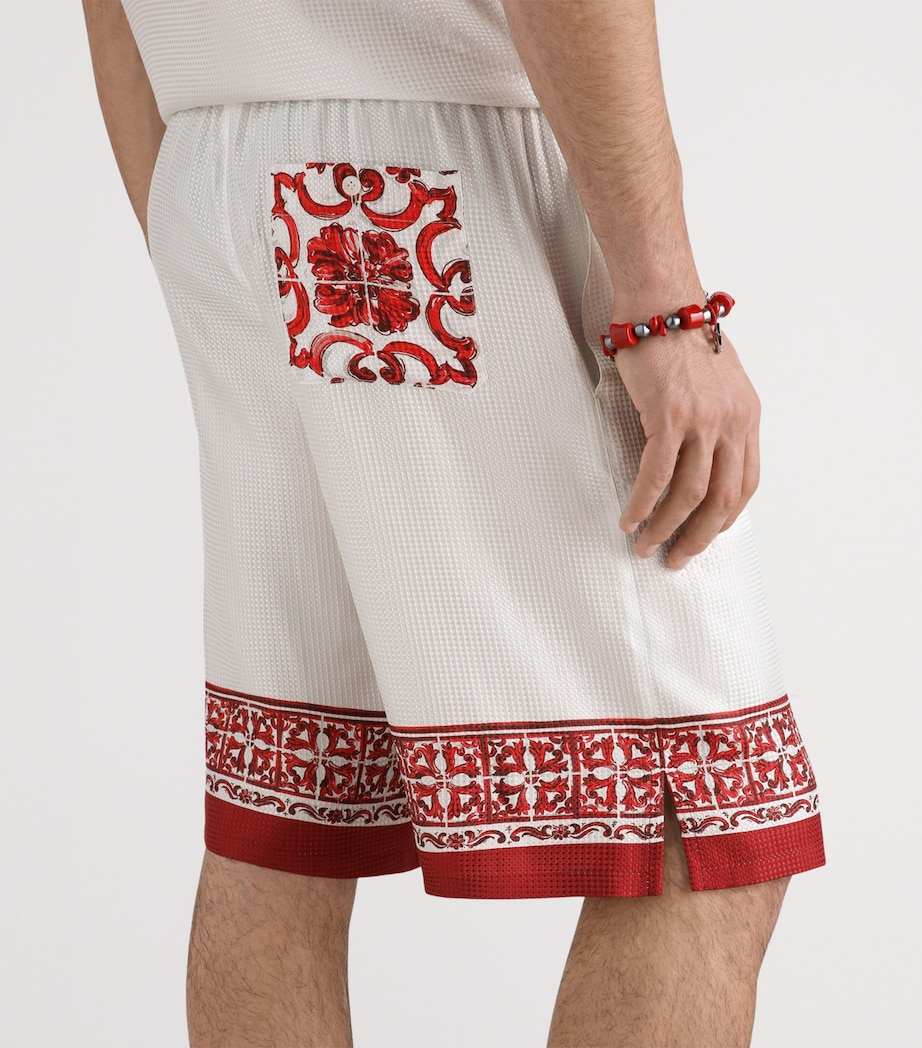 Dolce&Gabbana Mens Silk Printed Shorts Maiolica Ru Image 4