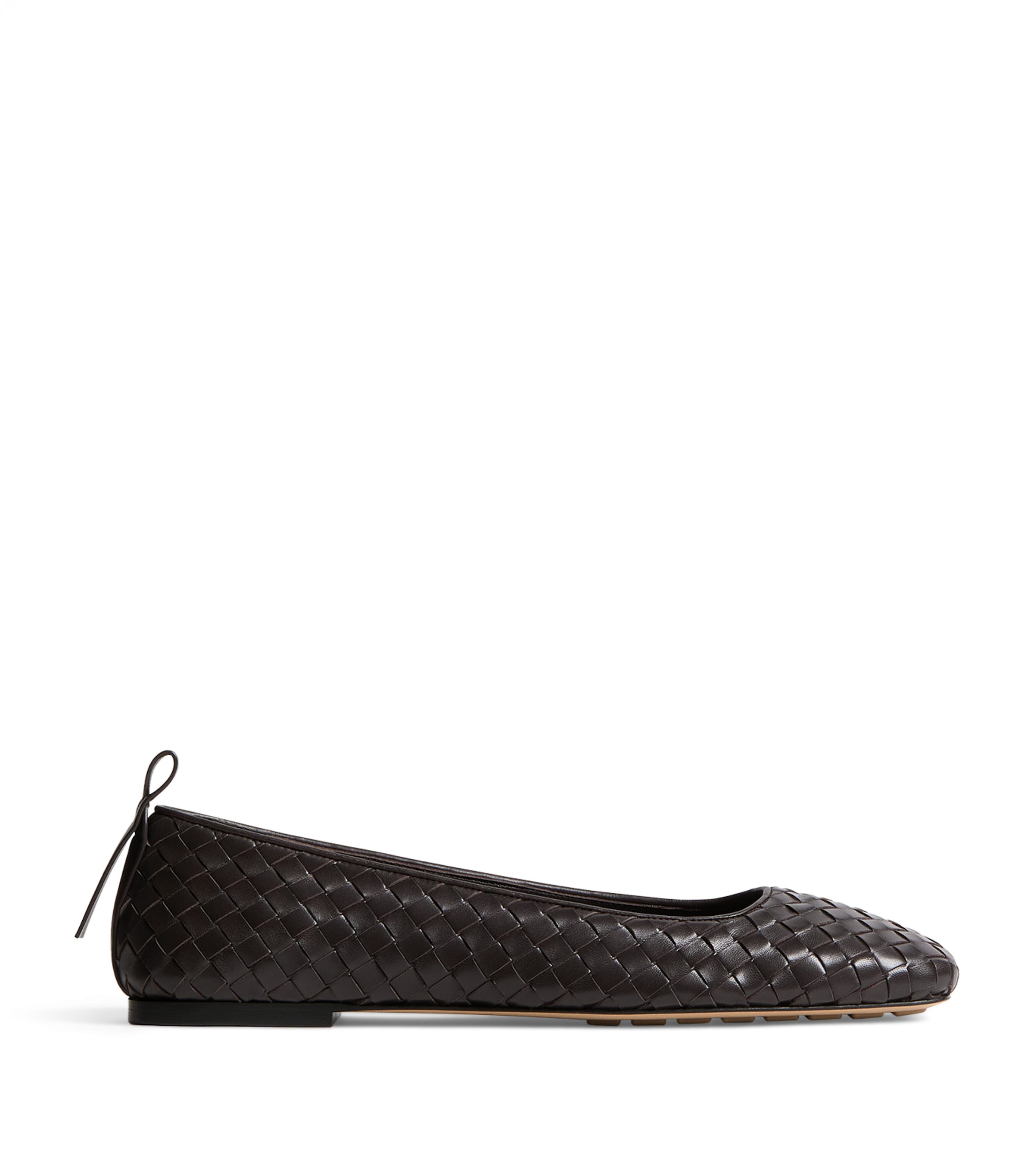 Bottega Veneta Womens Leather Intrecciato Ballet Flats Image 1