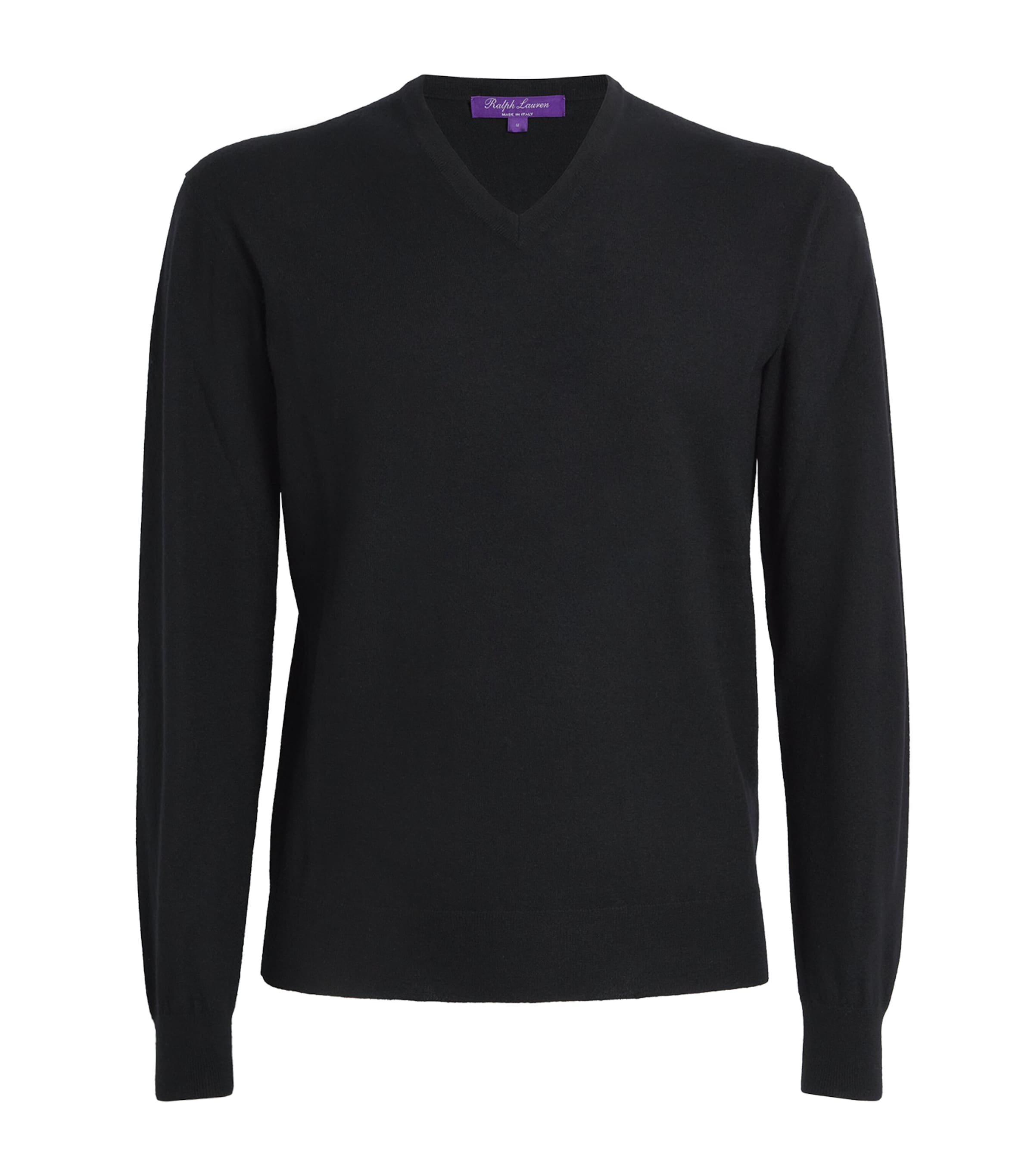 Ralph Lauren Purple Label Mens Cashmere V-Neck Sweater Black Image 1