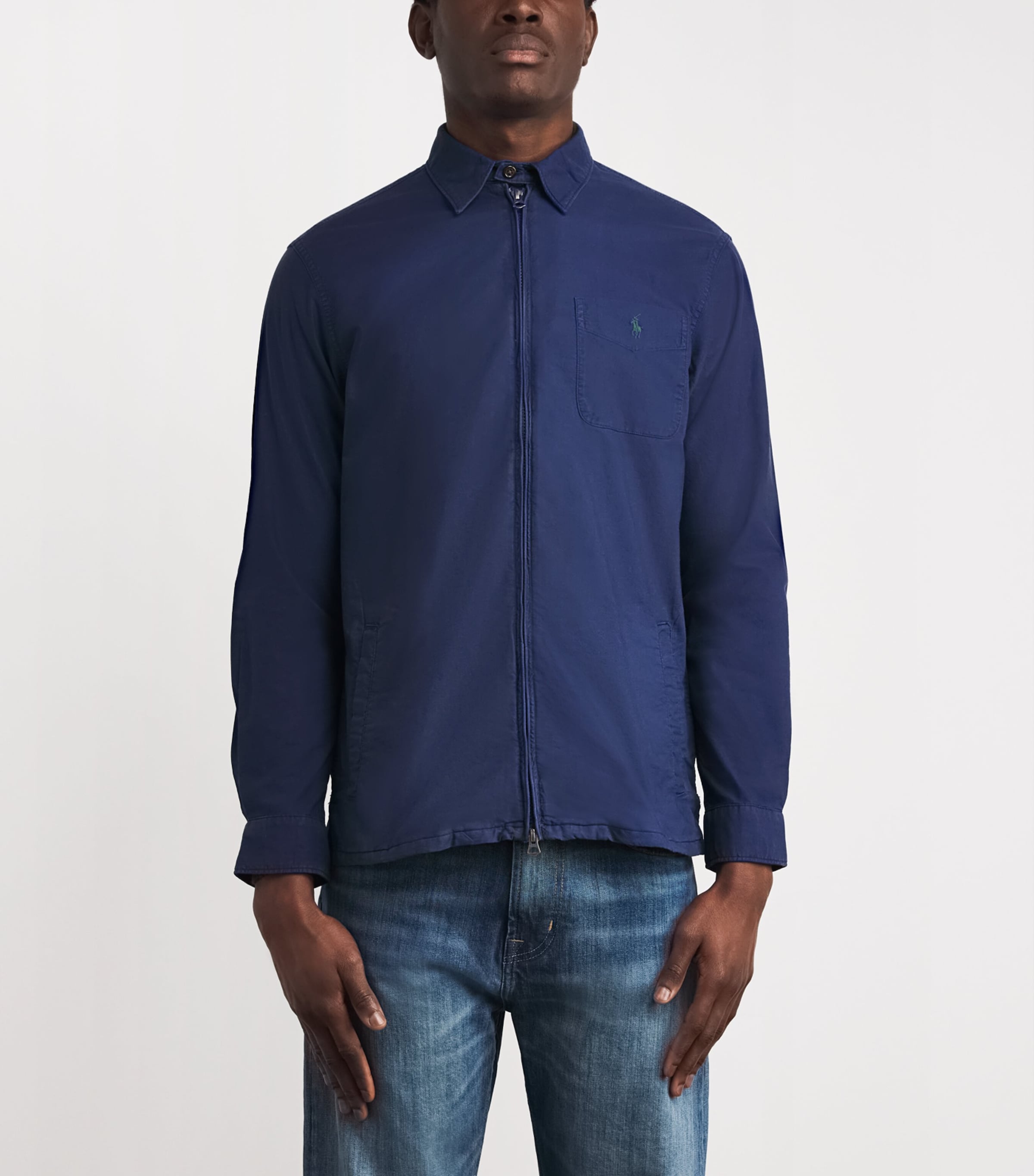Oxford Garment-Dyed Overshirt NAVY Image 3