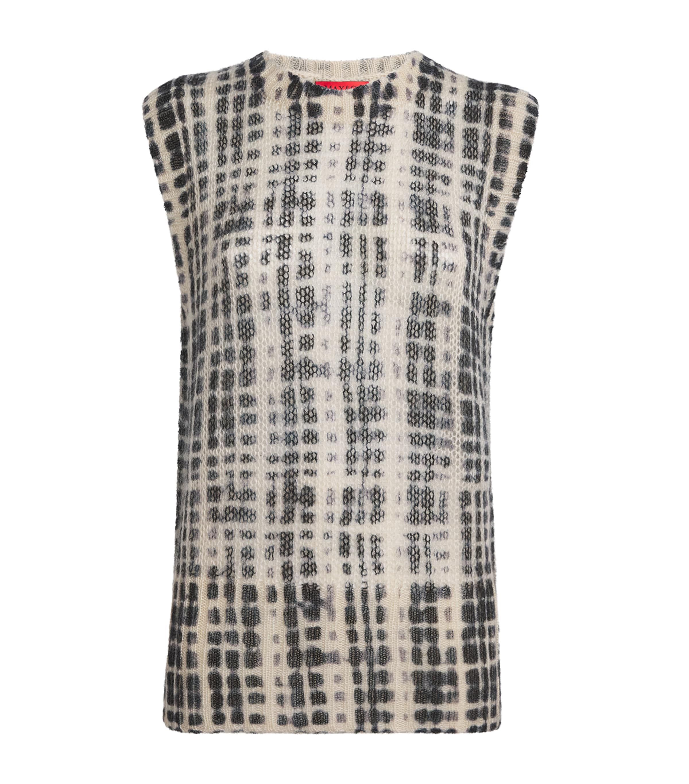 Max & Co Check Knitted Tank Top In White