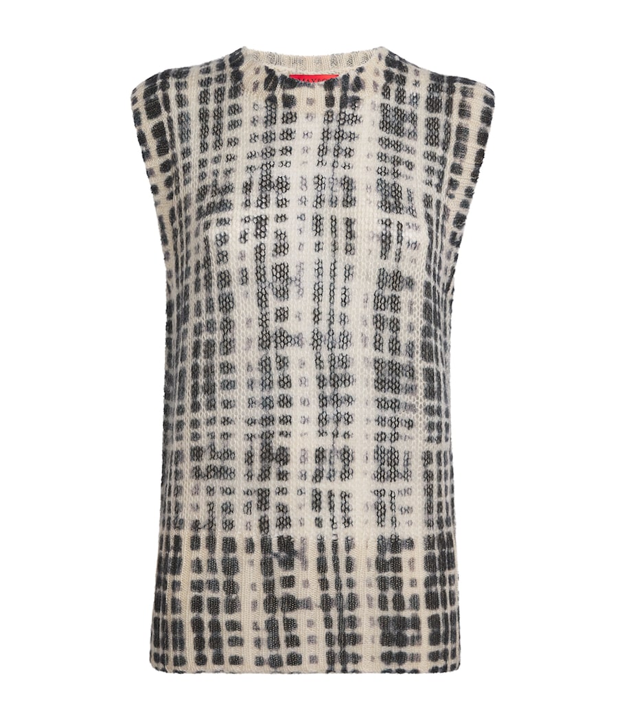 Check Knit Tank Top WHITE BLACK Image 1