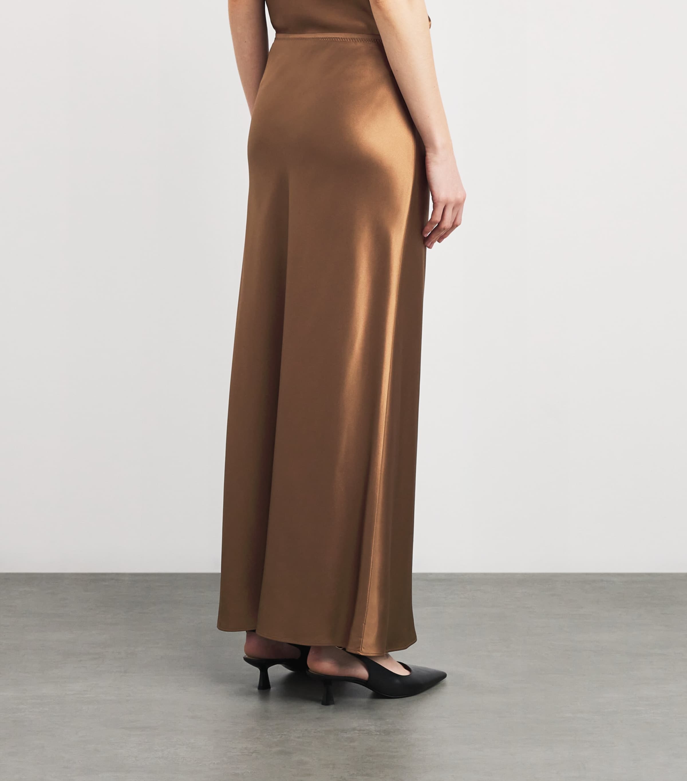Joseph Womens Silk Satin Isaak Maxi Skirt Cinnamon Image 4