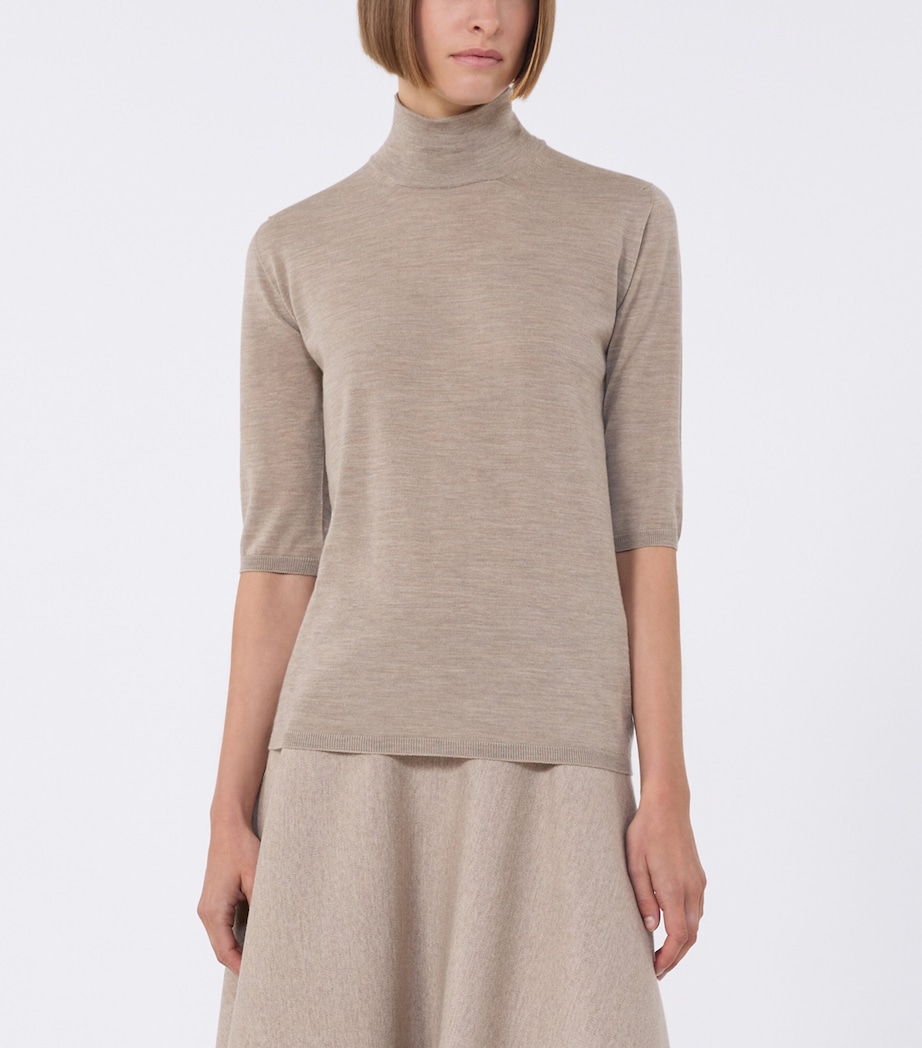 Virgin Wool High-Neck Top BROWN Image 3
