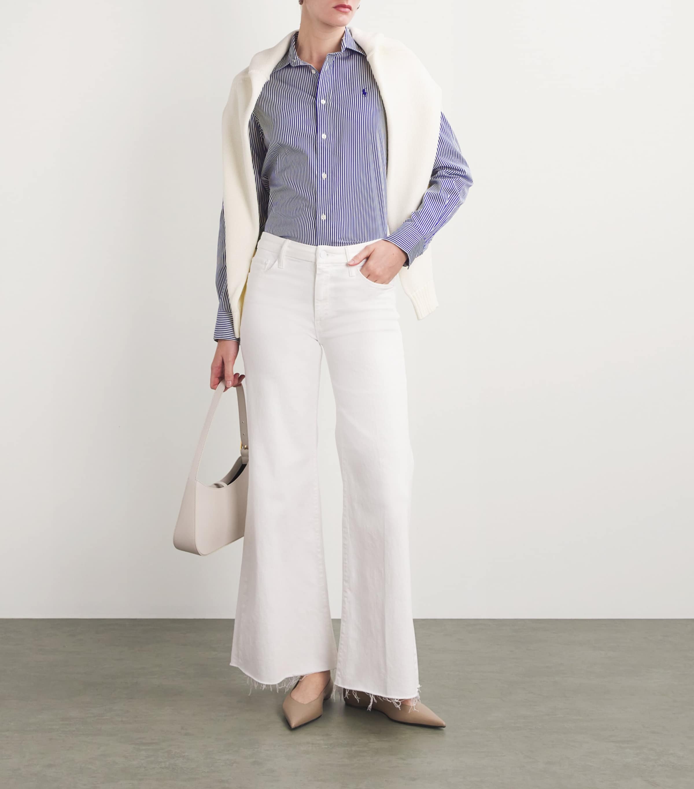 Cotton Stripe Shirt 1322 WHITE/FALLROYAL Image 2