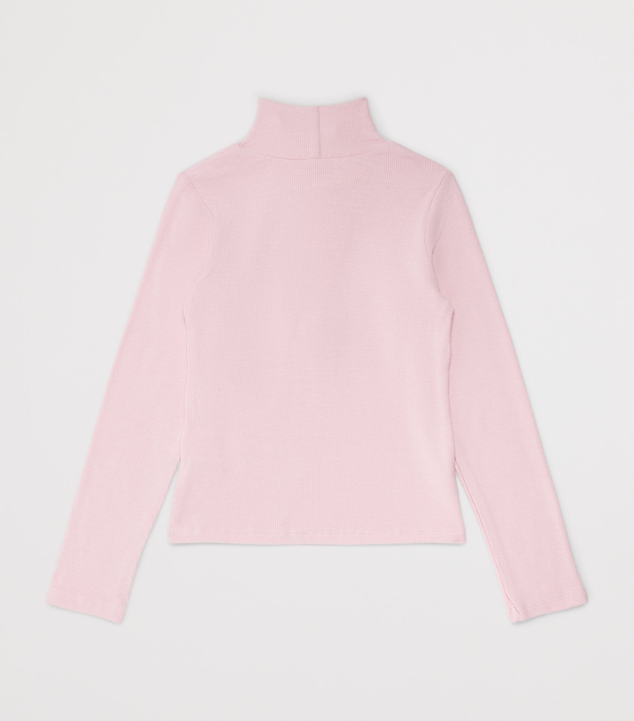 Monnalisa Ribbed Ruffle Rollneck Top (2-12 Years) Lotus Image 2