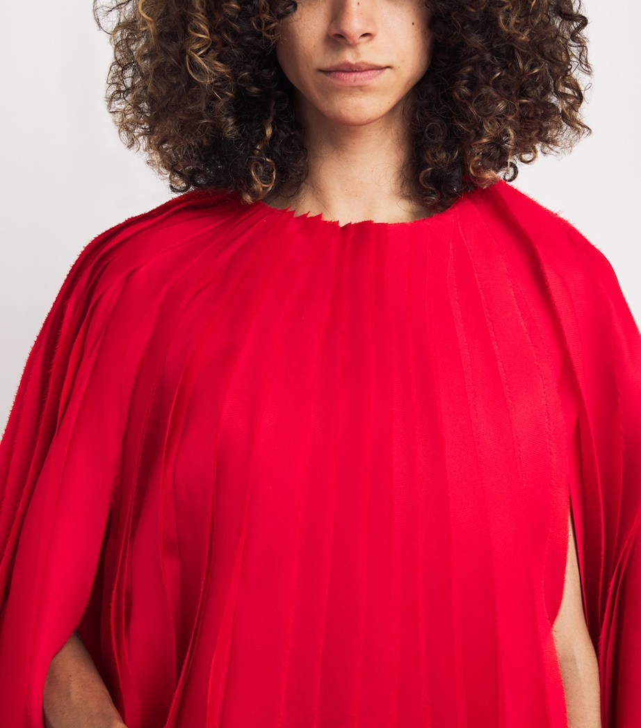 Silk Gazar Pleated Cape RED Image 6