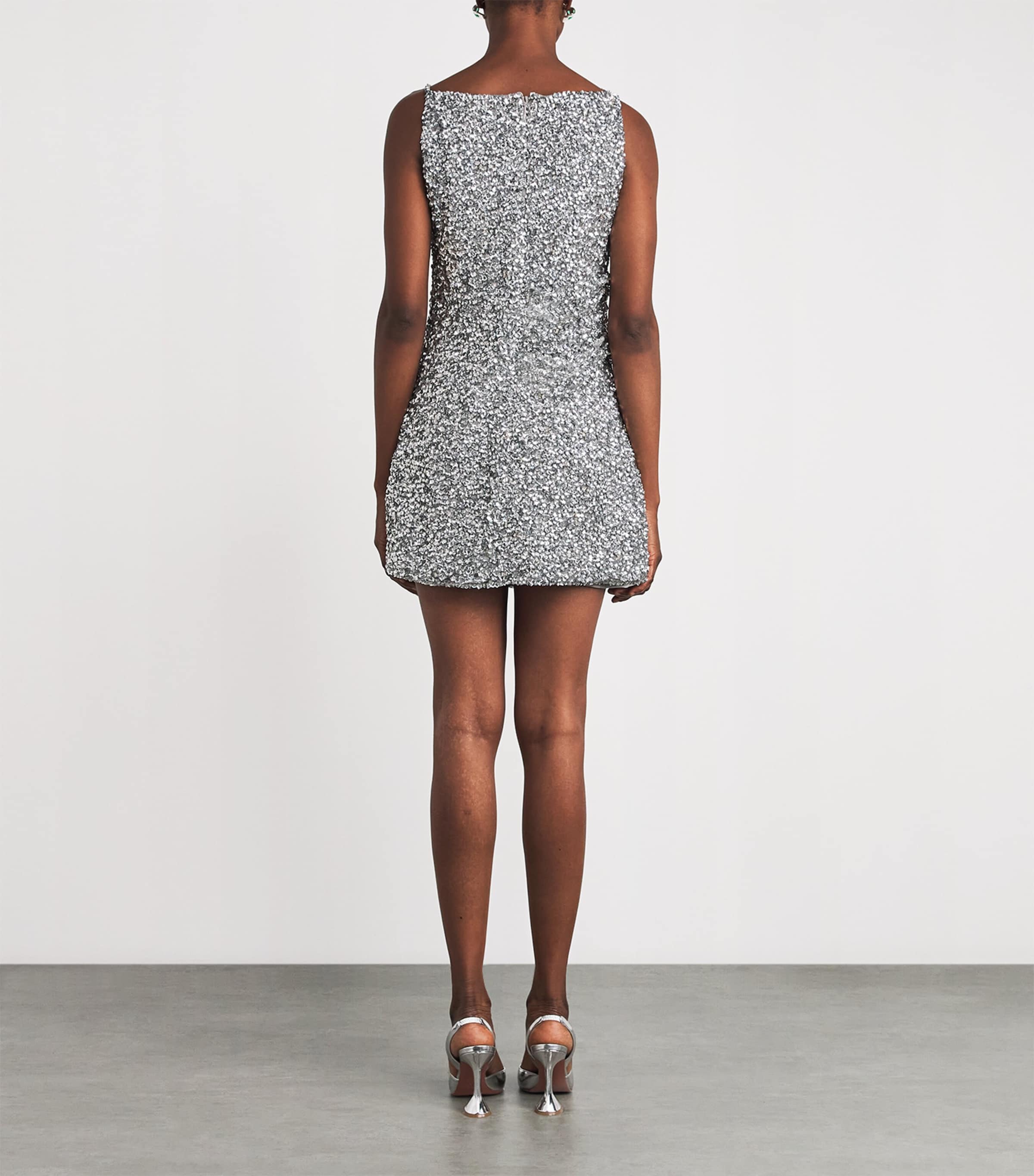 Rachel Gilbert Womens Embellished Zayn Mini Dress Silver Image 4