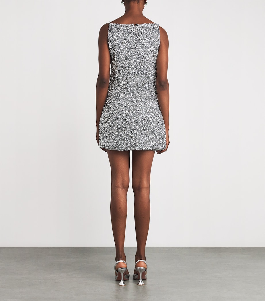 Rachel Gilbert Womens Embellished Zayn Mini Dress Silver Image 4