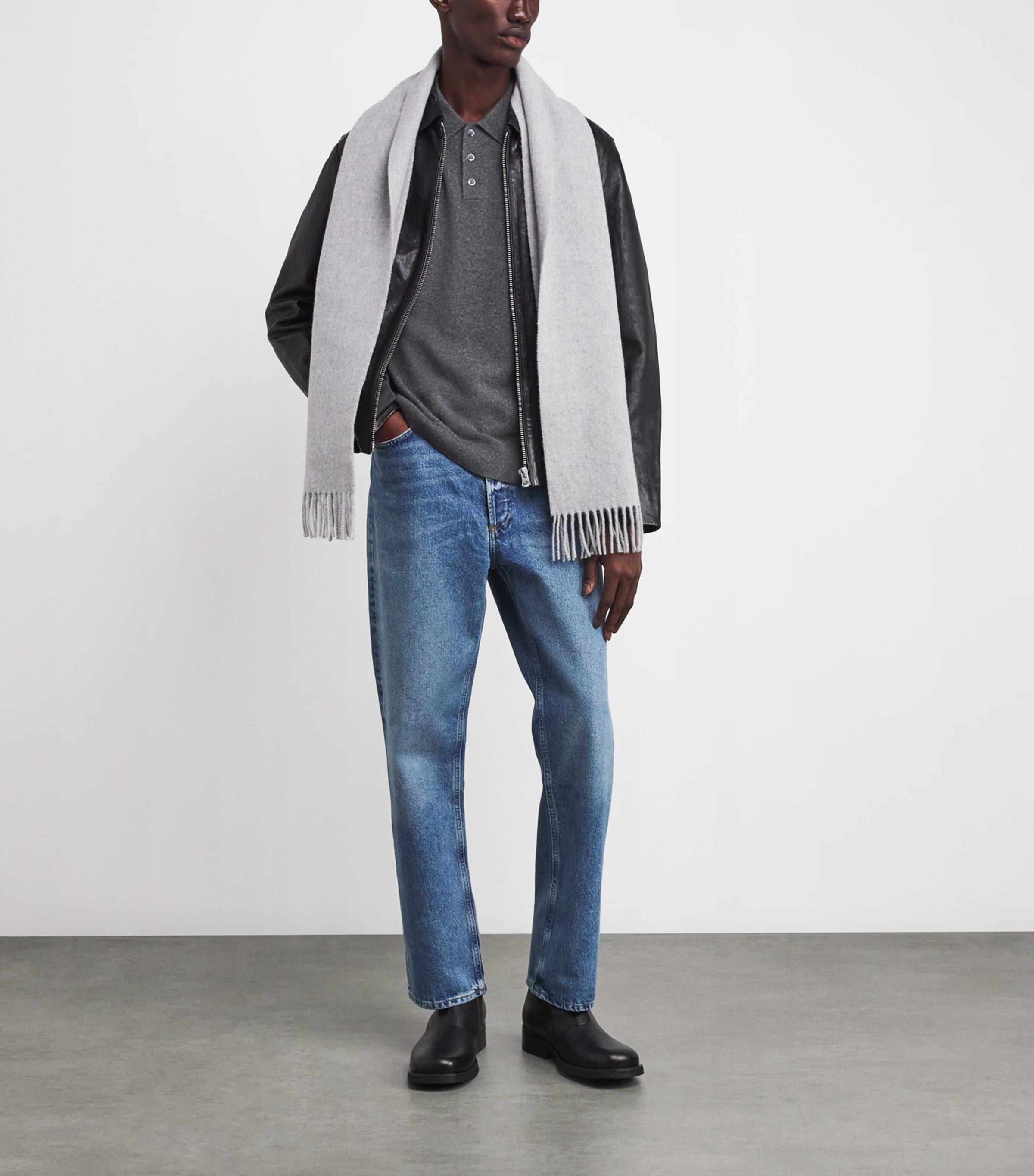 Cashmere Long-Sleeve Polo Shirt 1PG - GREY Image 2