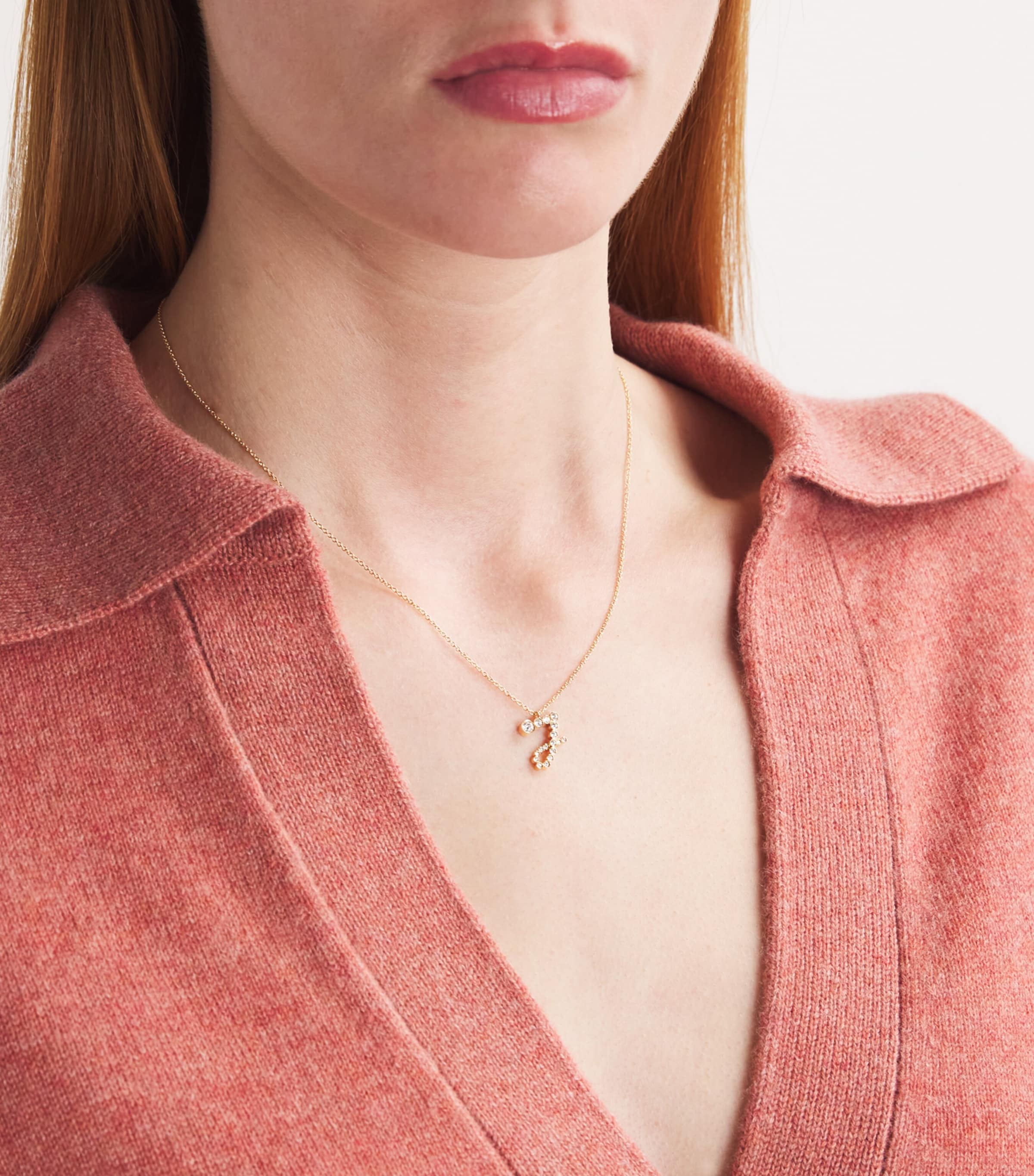 Yellow Gold and Diamond Soprano 'J' Necklace YELLOW GOLD Image 2