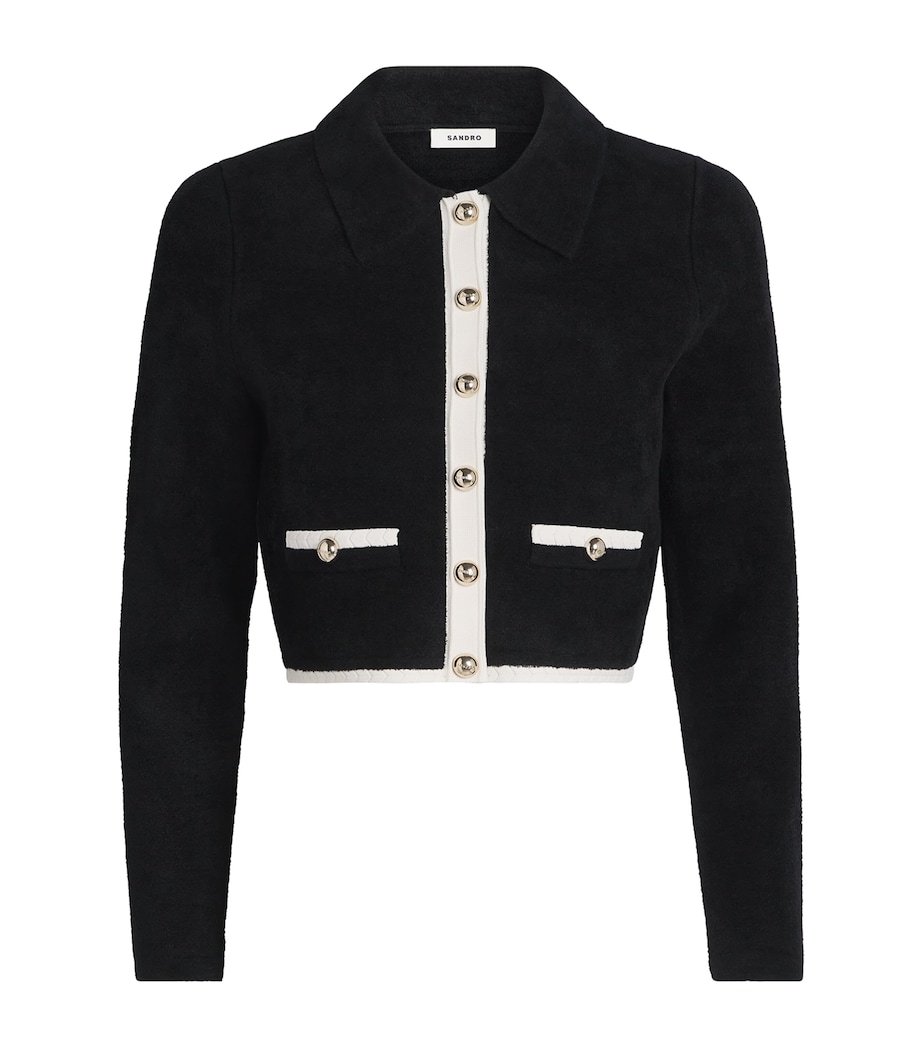 Velvet Two-Tone Cardigan BLACK Image 1