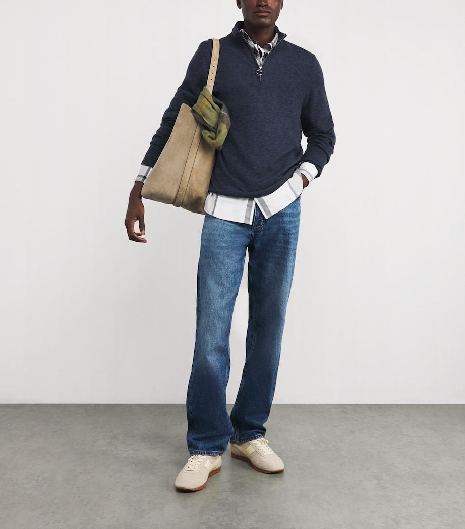 Wool-Cashmere Waterbury Quarter-Zip Sweater NAVY Image 2