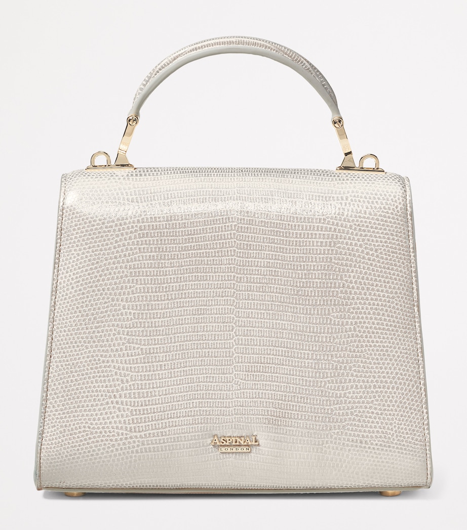 Metallic Lizard-Effect Midi Mayfair 2 Bag WHITE Image 3