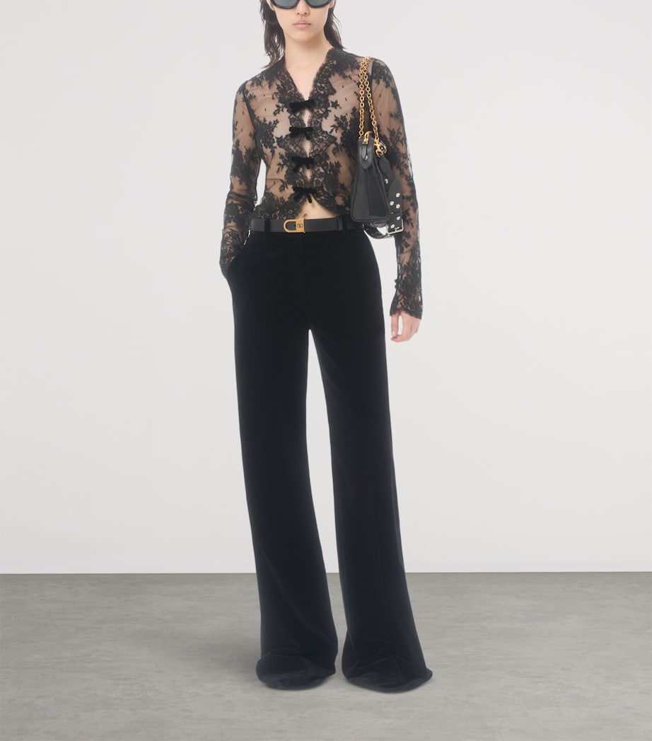 Cotton Velvet Flared Trousers 0NO Image 2