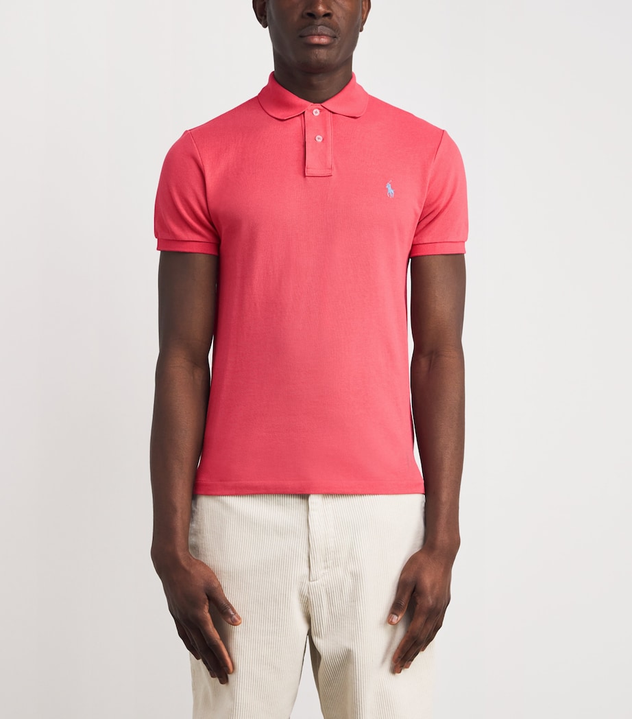 Cotton Mesh Slim-Fit Polo Shirt RED SKY Image 3