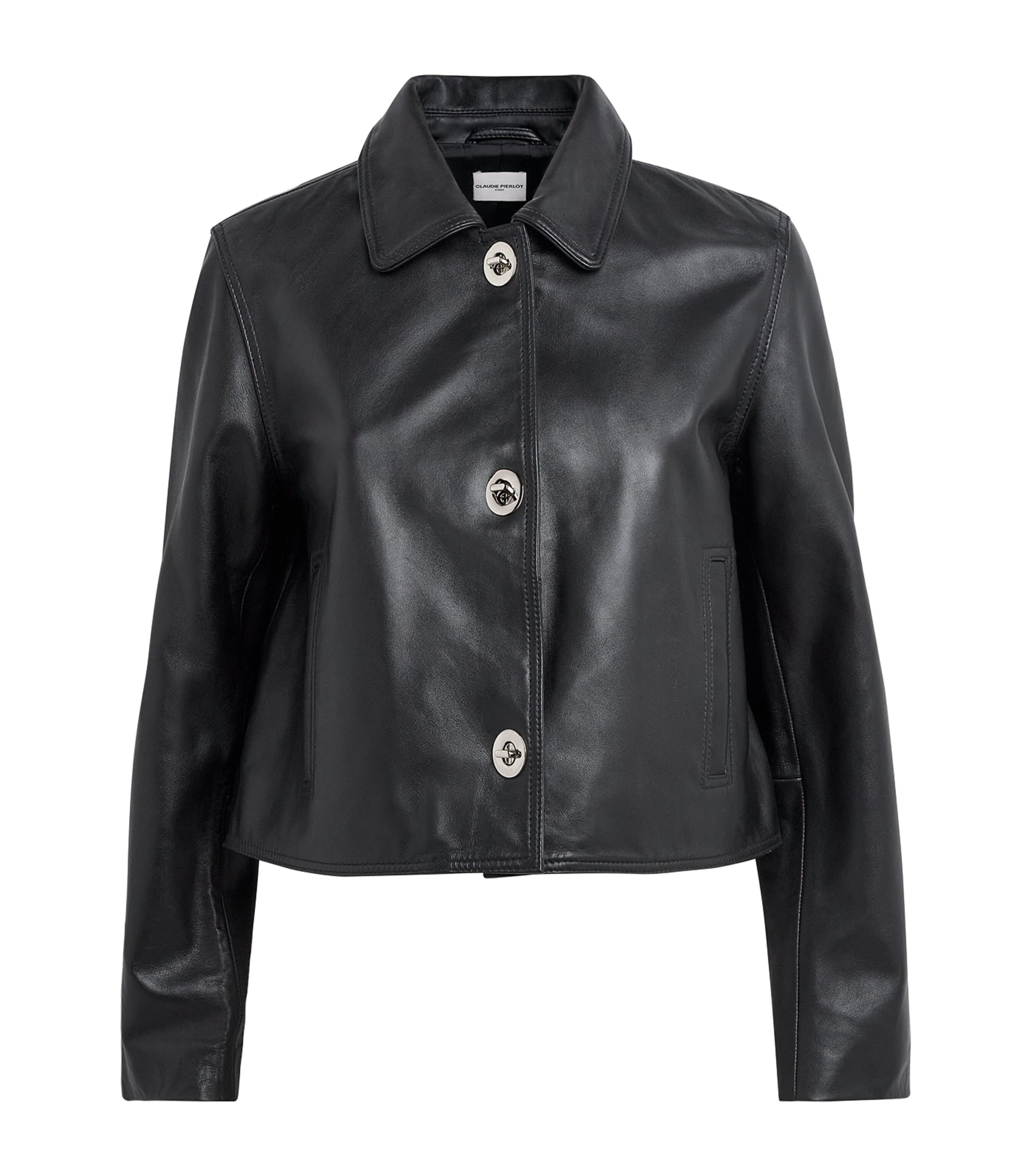 Claudie Pierlot Black Leather Turn-Lock Jacket | Harrods AE