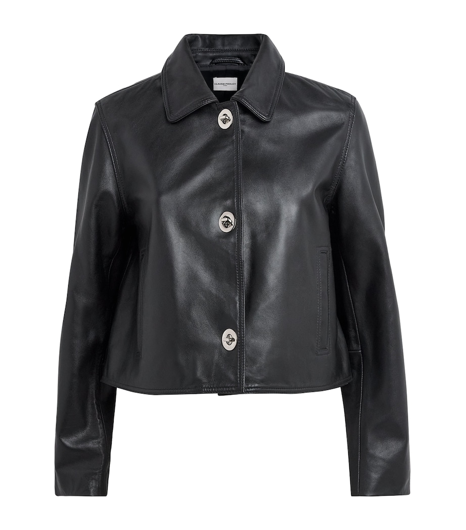 Claudie Pierlot Womens Leather Turn-Lock Jacket Black Image 1