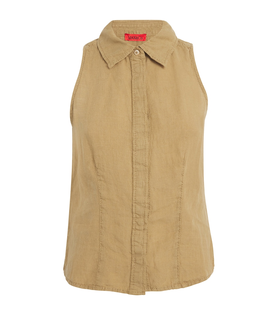 MAX&Co. Womens Linen Collar Top Sand Image 1