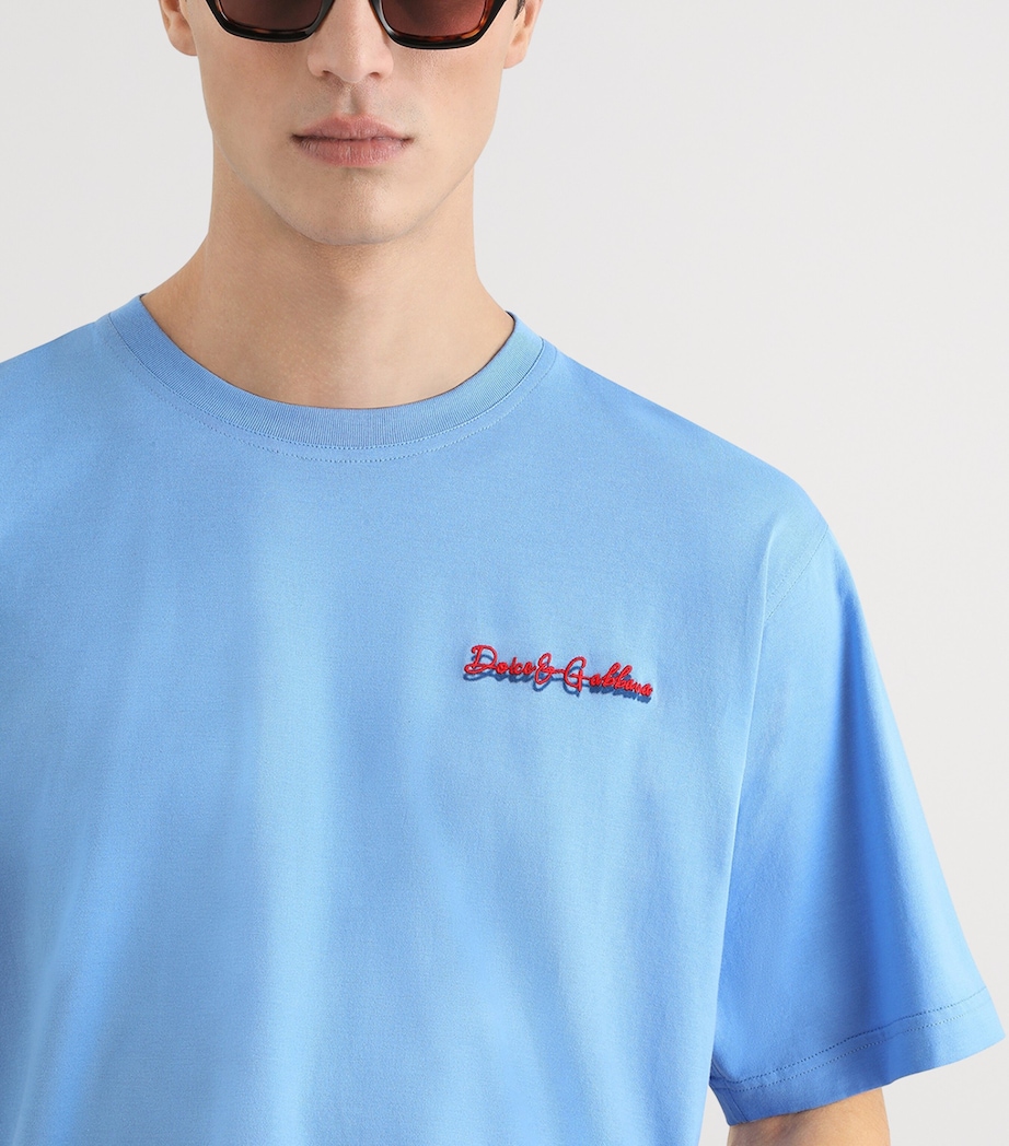 Dolce&Gabbana Mens Cotton Logo T-Shirt Light Blue Image 4