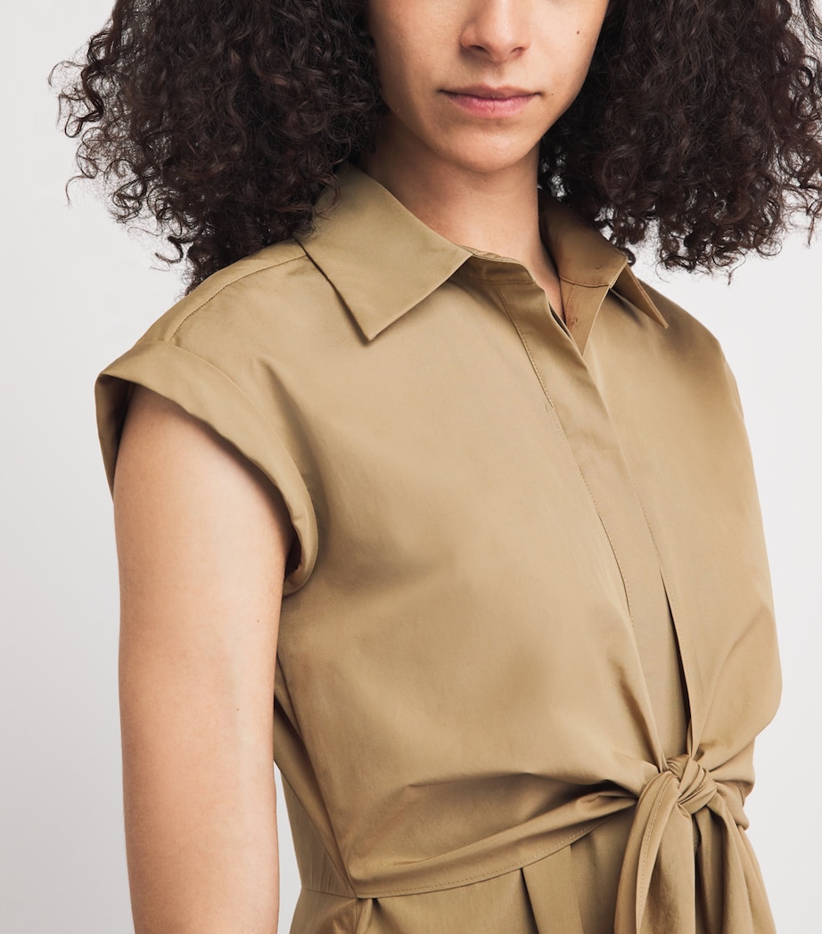 Lafayette 148 Womens Cotton Tie-Front Midi Shirt Dress Cadkh Cadet Khaki Image 5