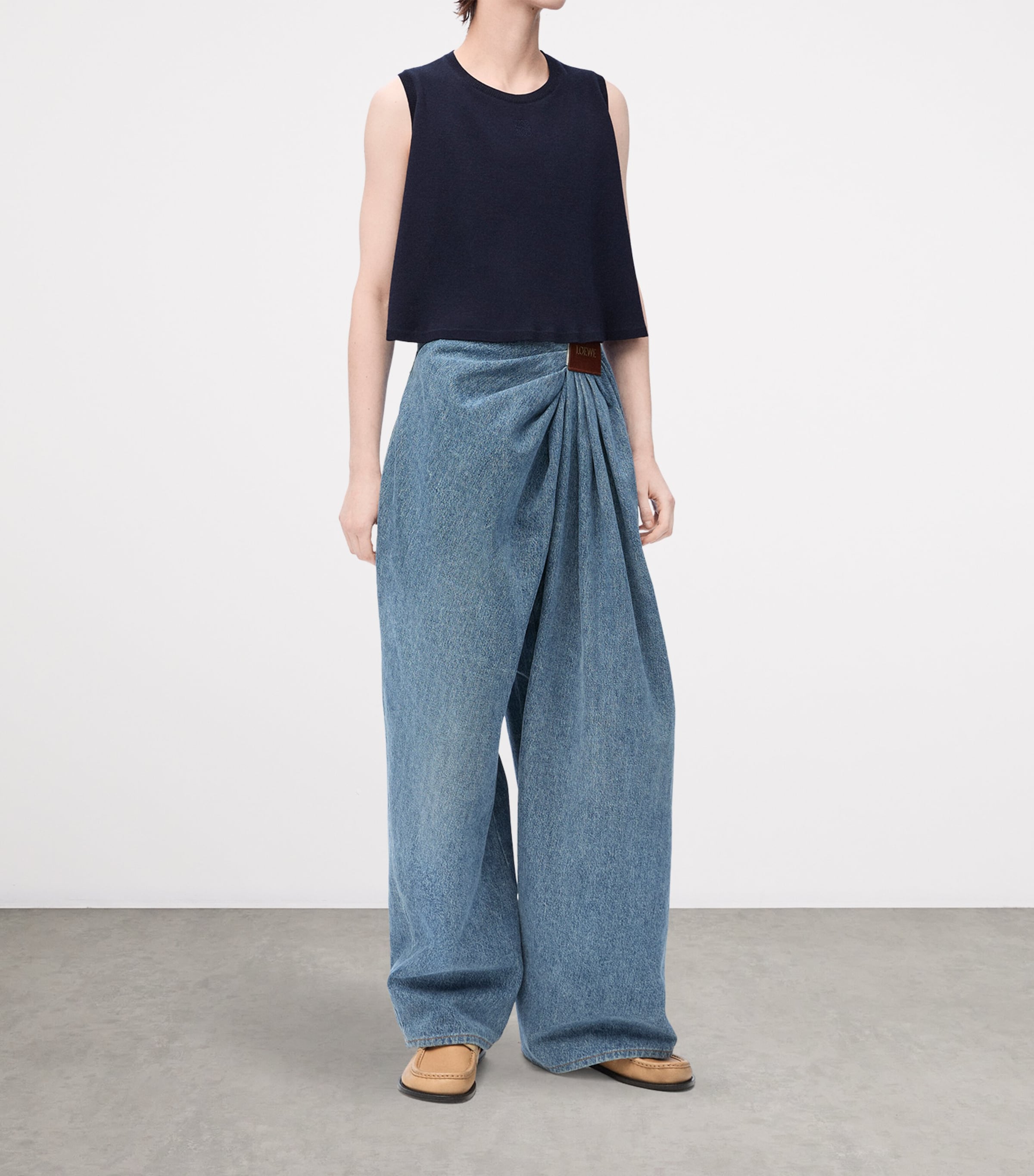 LOEWE Womens Sleeveless Trapeze Sweater Dark Navy Blue Image 2