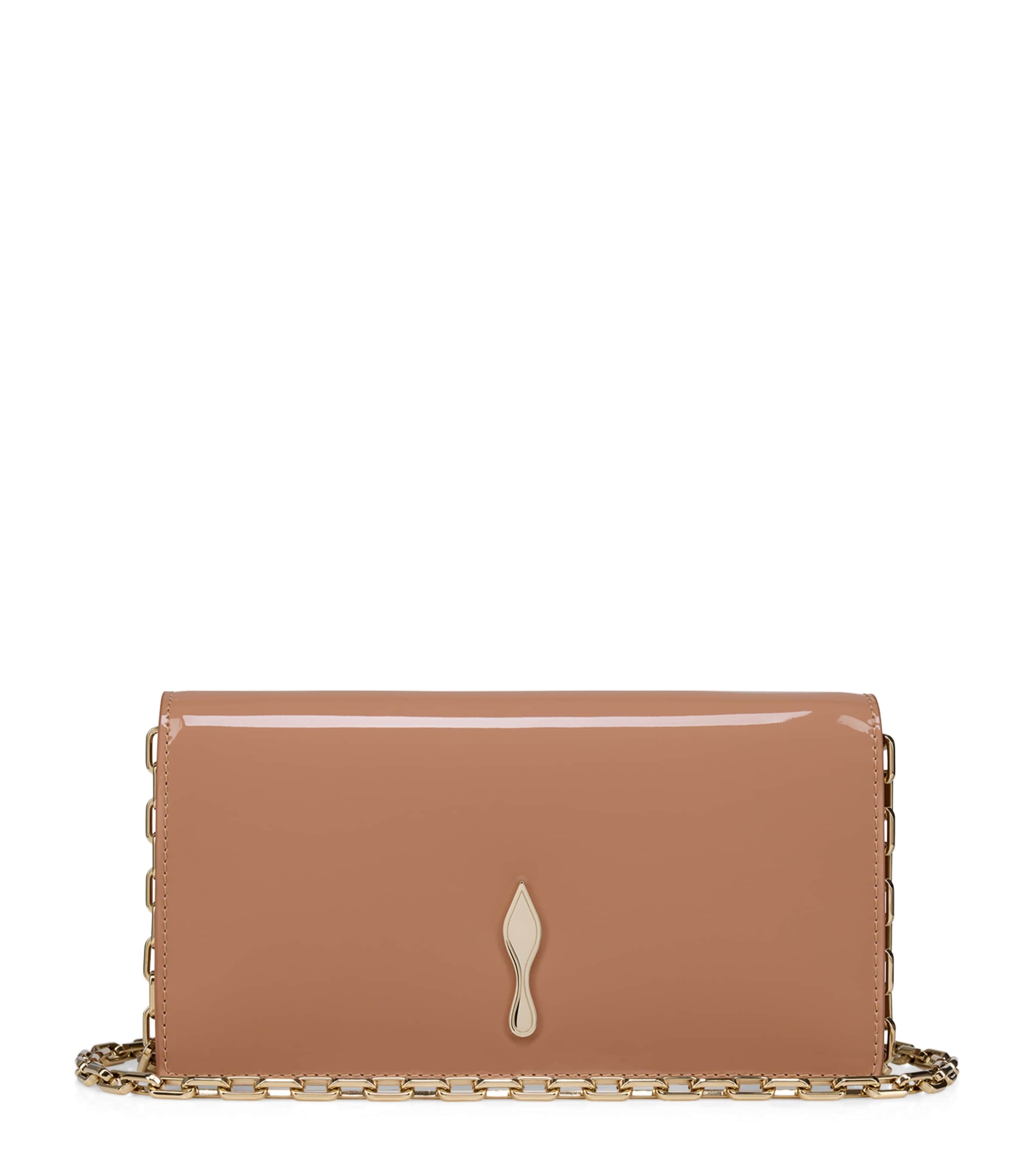 Christian Louboutin Bettina Patent Leather Clutch Bag In Brown