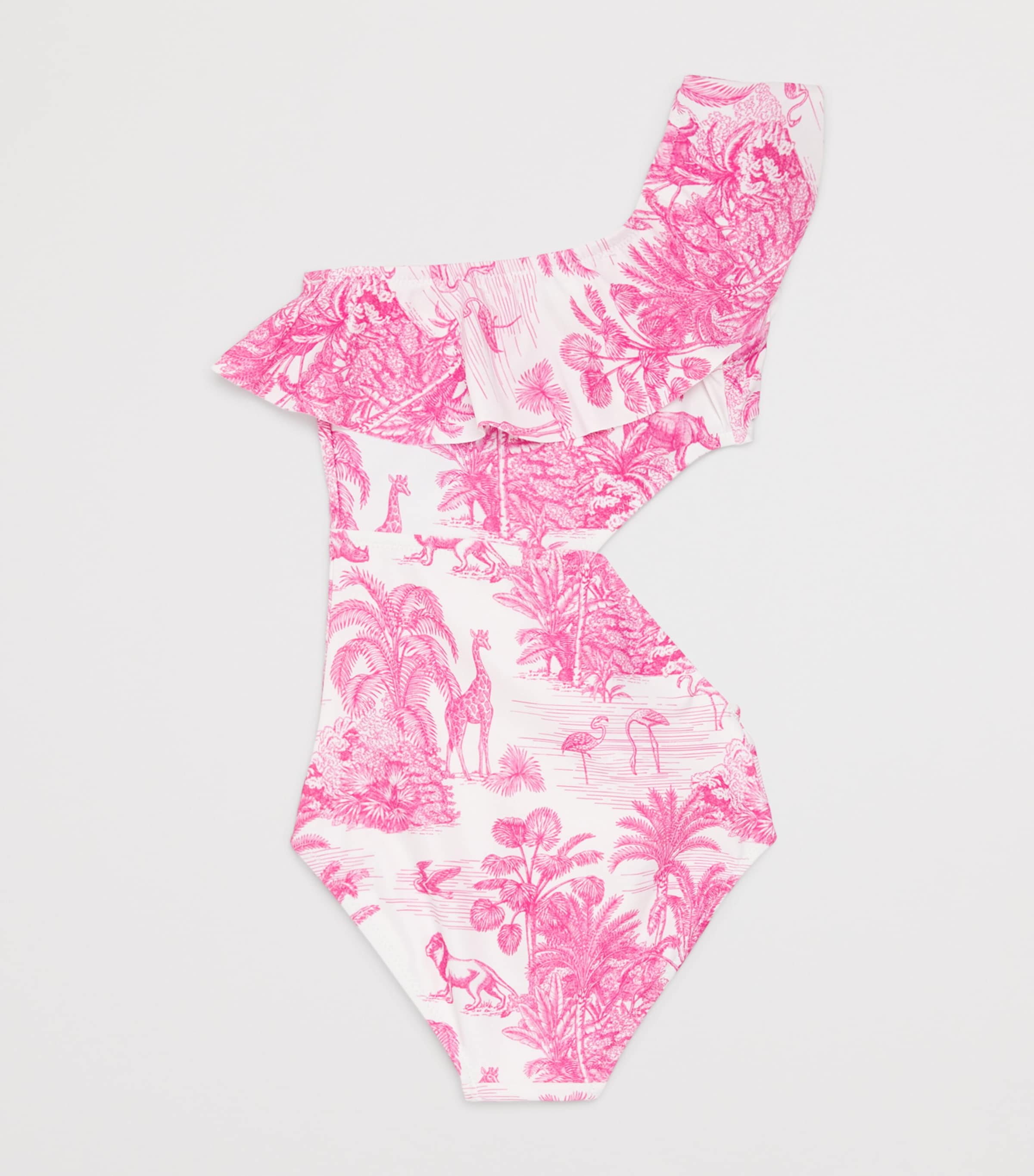 Jungle Print One-Shoulder Swimsuit (2-12 Years) JUNGLE PINK Image 2