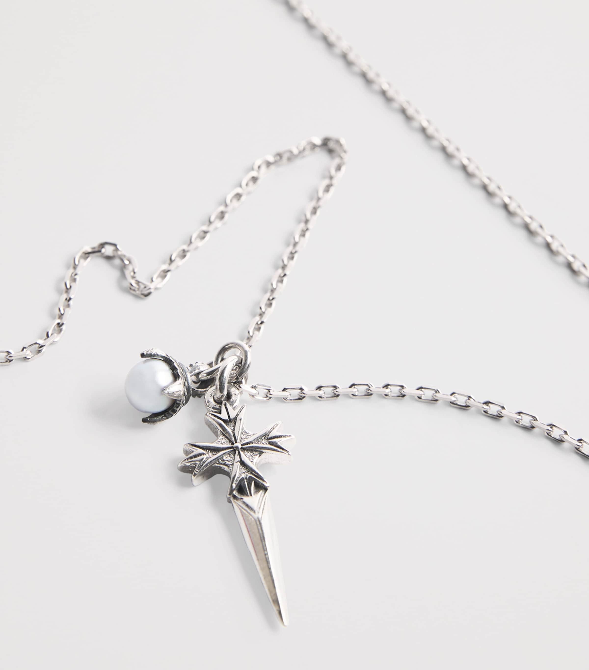 Sterling Silver and Freshwater Pearl Pugnale Necklace SILVER Image 3