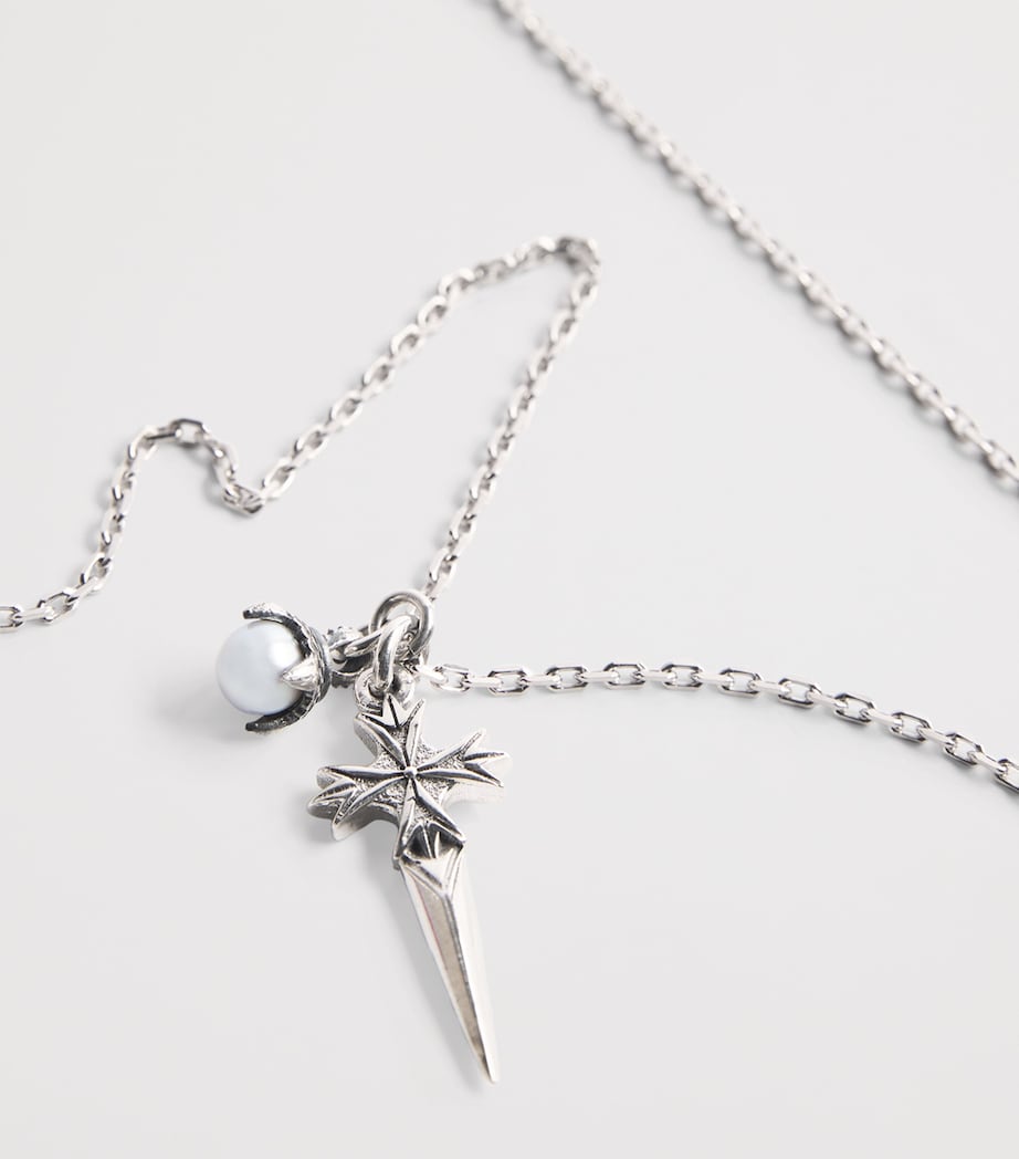 Sterling Silver and Freshwater Pearl Pugnale Necklace SILVER Image 3