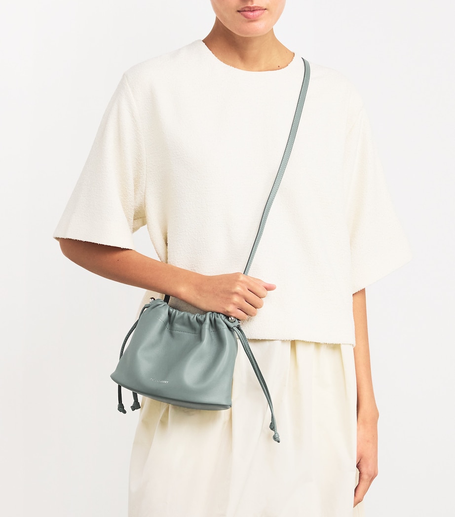 Leather Drawstring Charlotte Clutch Bag 349 STONE BLUE Image 5