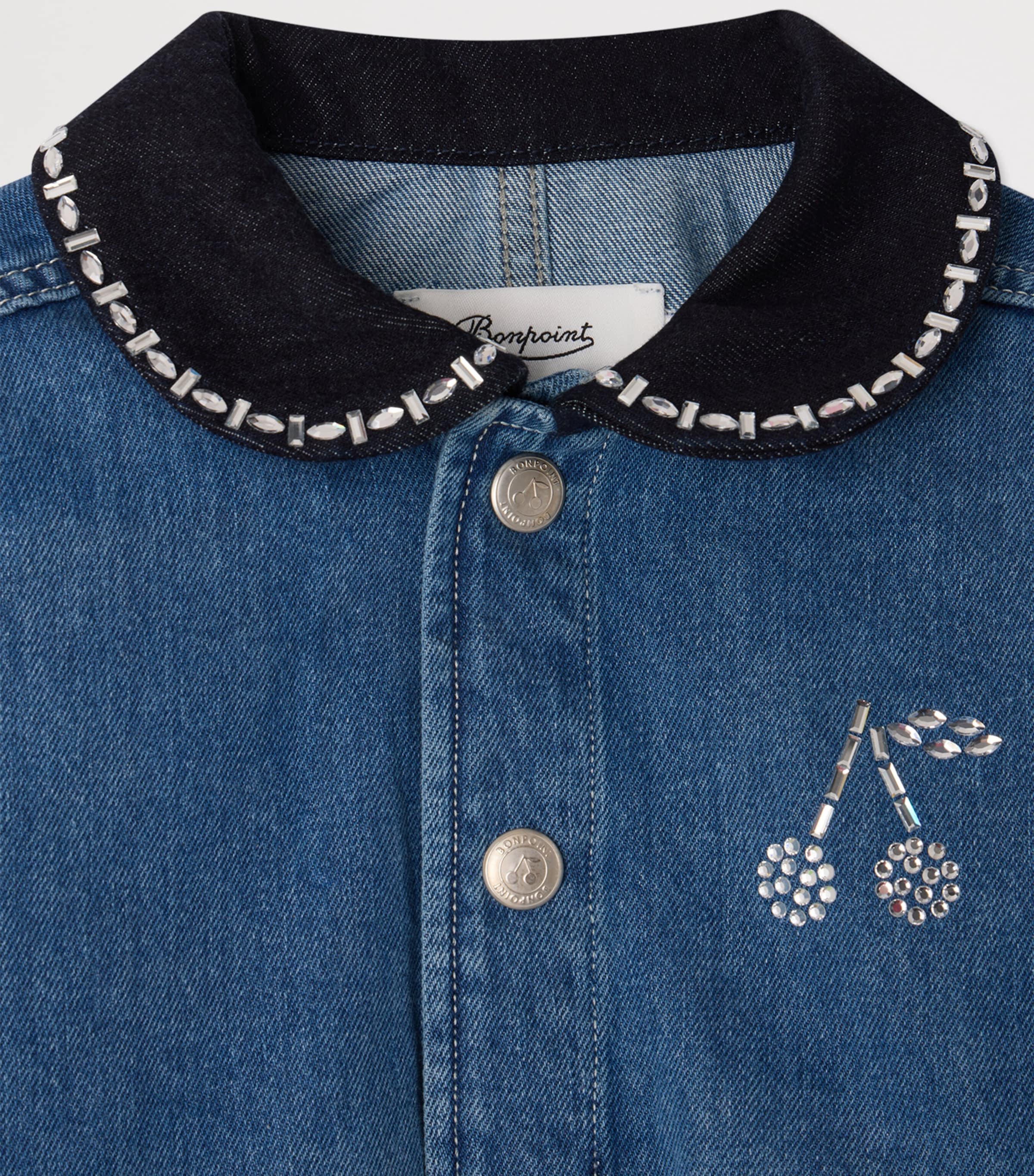 Bonpoint Embellished Denim Jacket (10-14 Years) Bleu Moyen Image 3