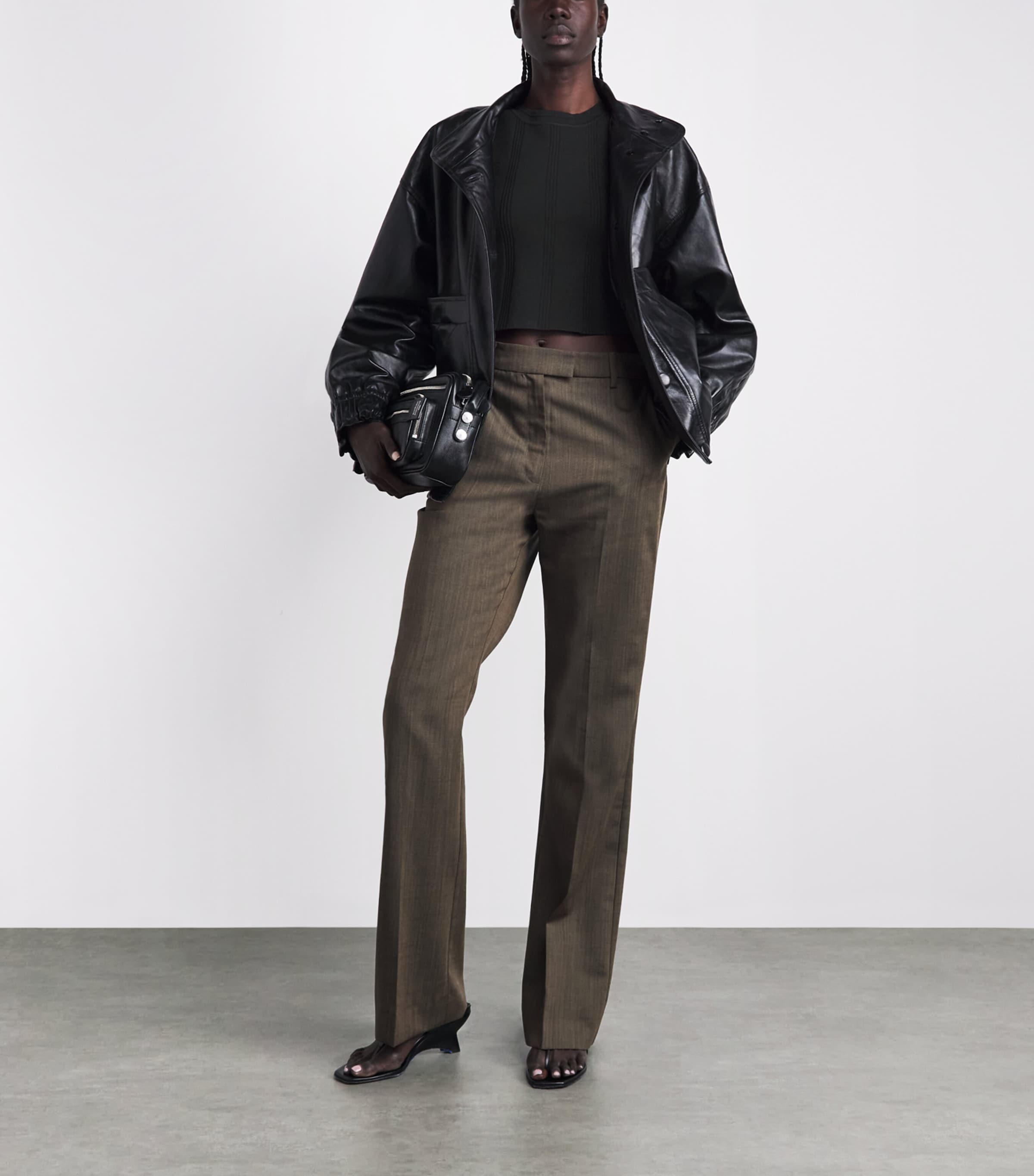 Sandro Paris Knitted Crop Top Black Image 2
